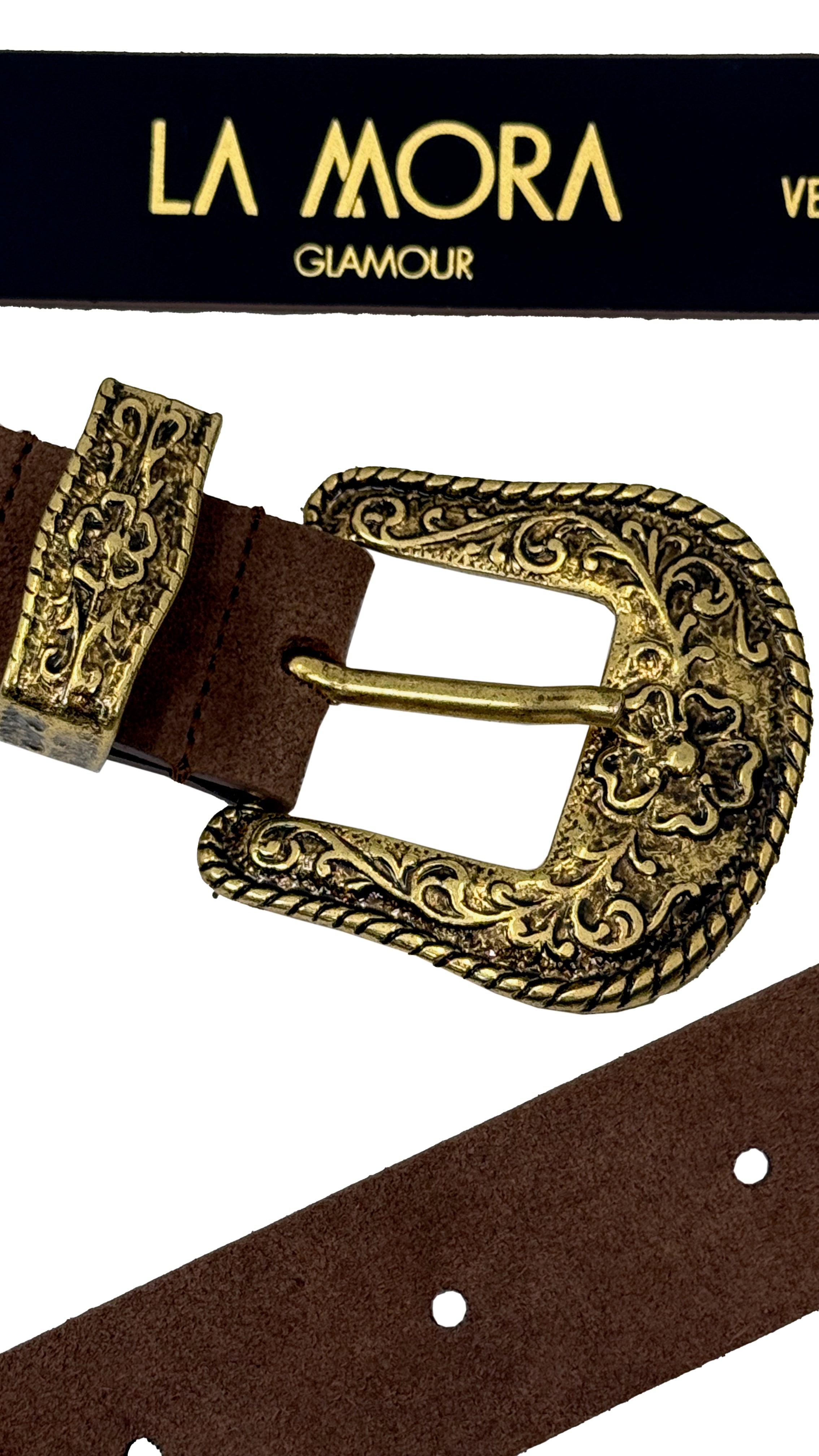 CINTURA TRITTICO ORO VECCHIO IN CAMOSCIO