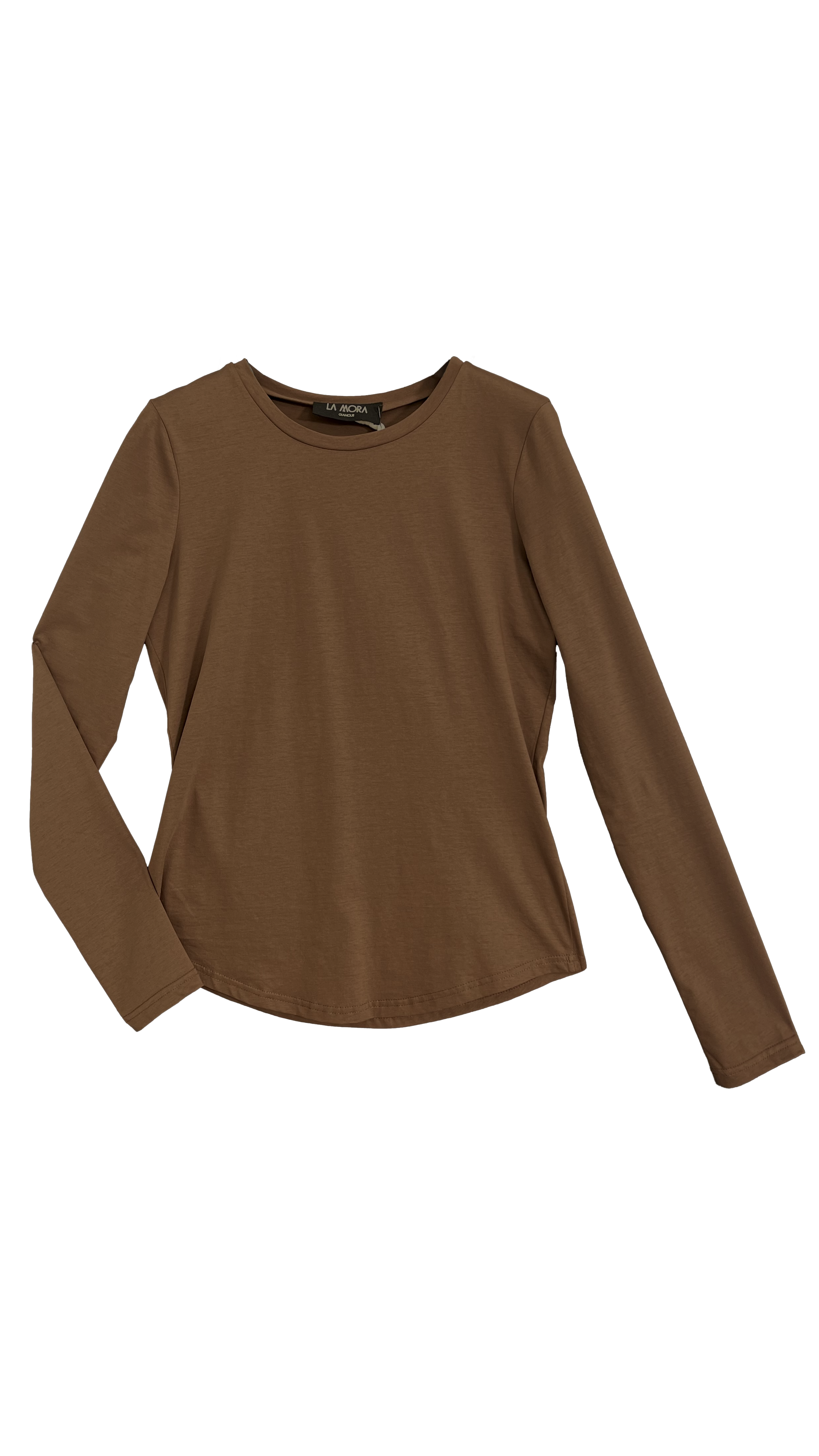 T-SHIRT BASIC MANICA LUNGA IN JERSEY DI COTONE MODAL