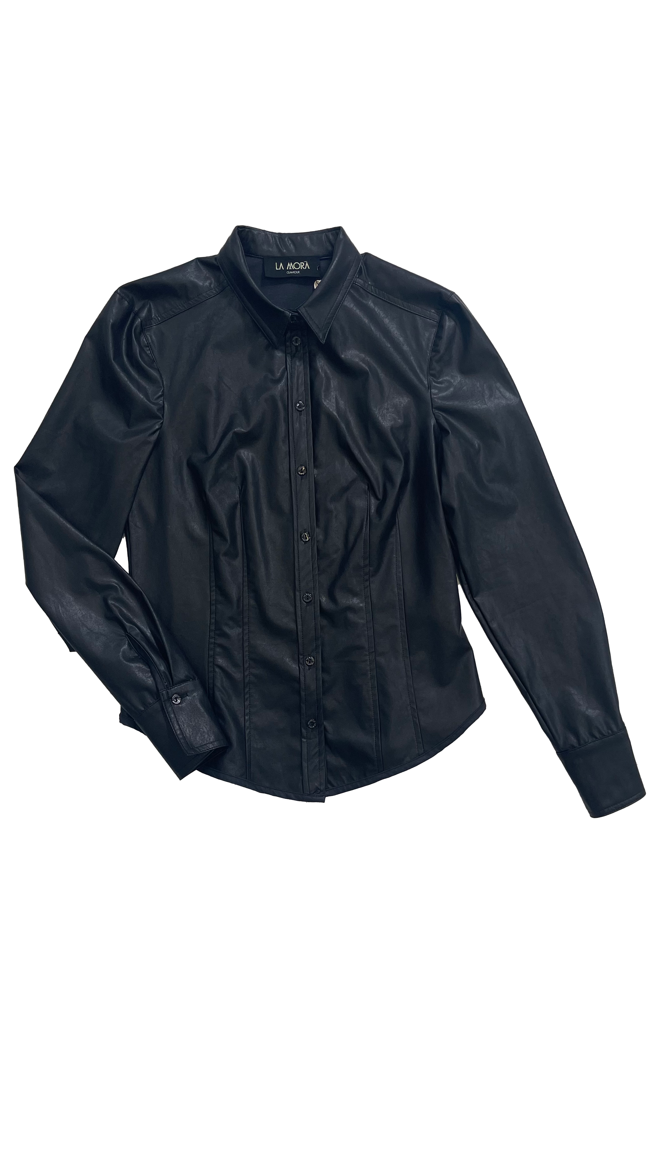 CAMICIA SFIANCATA IN FINTA PELLE LEGGERA