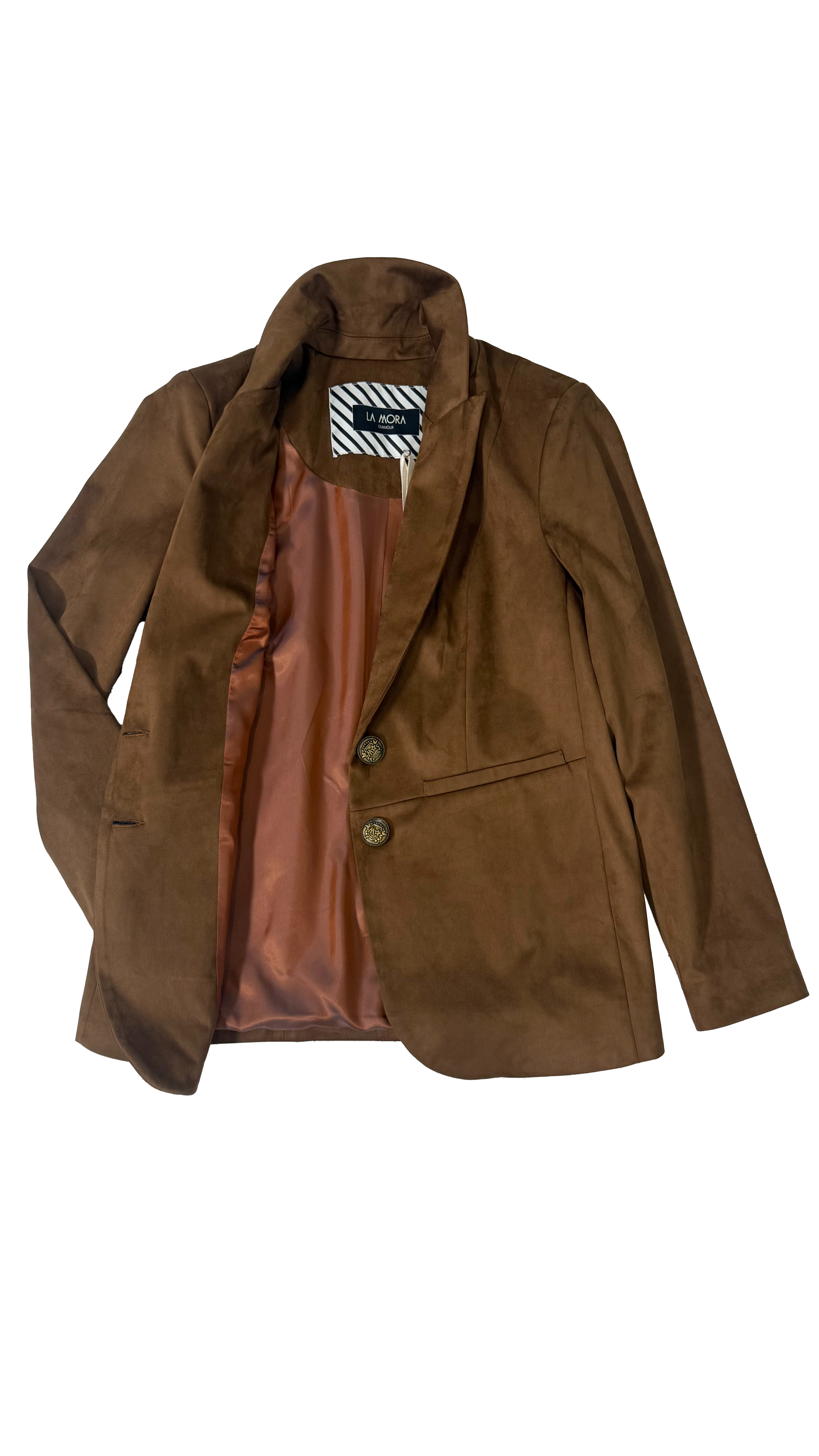 GIACCA BLAZER IN DAINETTO EFFETTO CAMOSCIO CON FODERA CANGIANTE