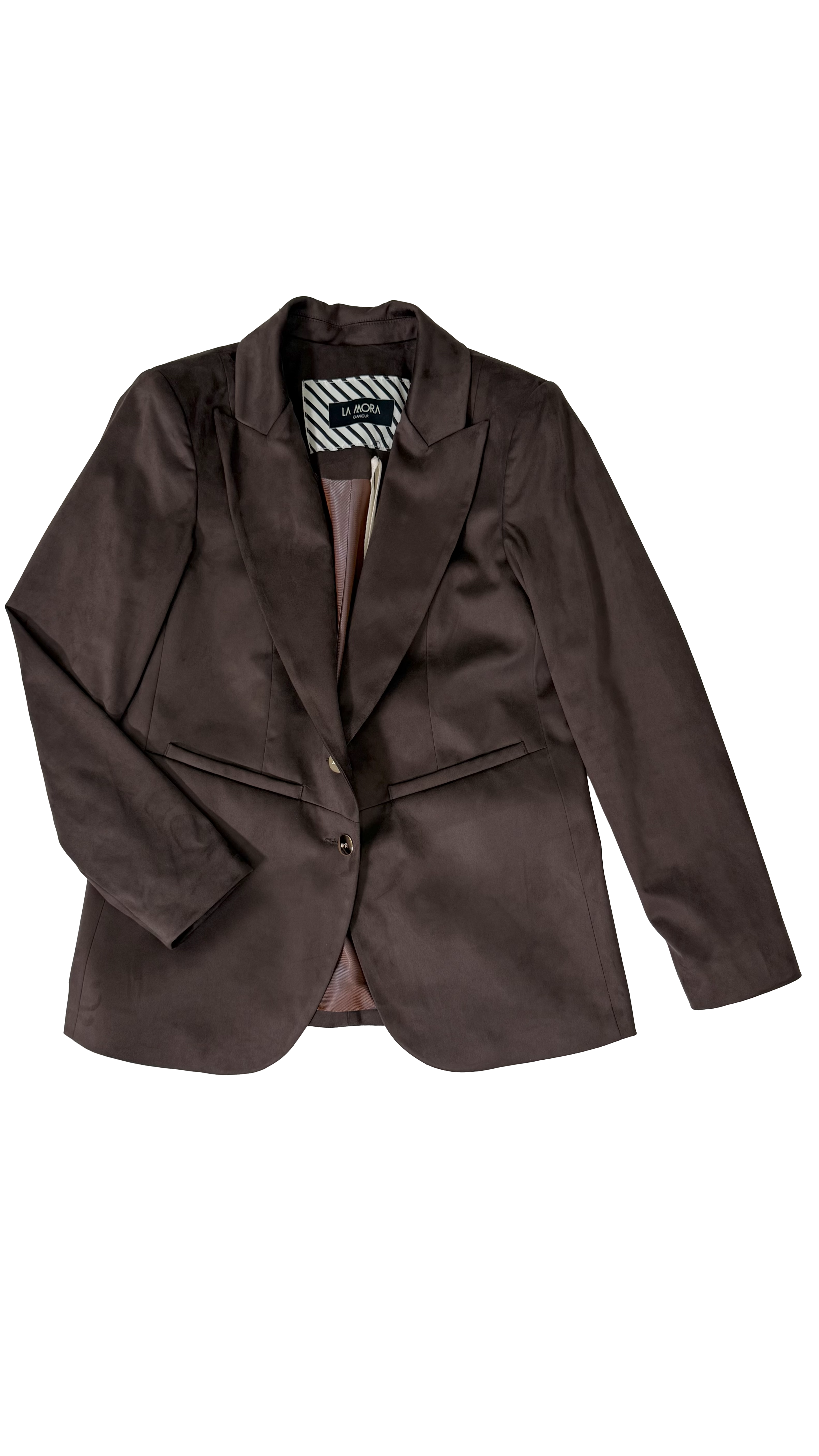 GIACCA BLAZER IN DAINETTO EFFETTO CAMOSCIO CON FODERA CANGIANTE