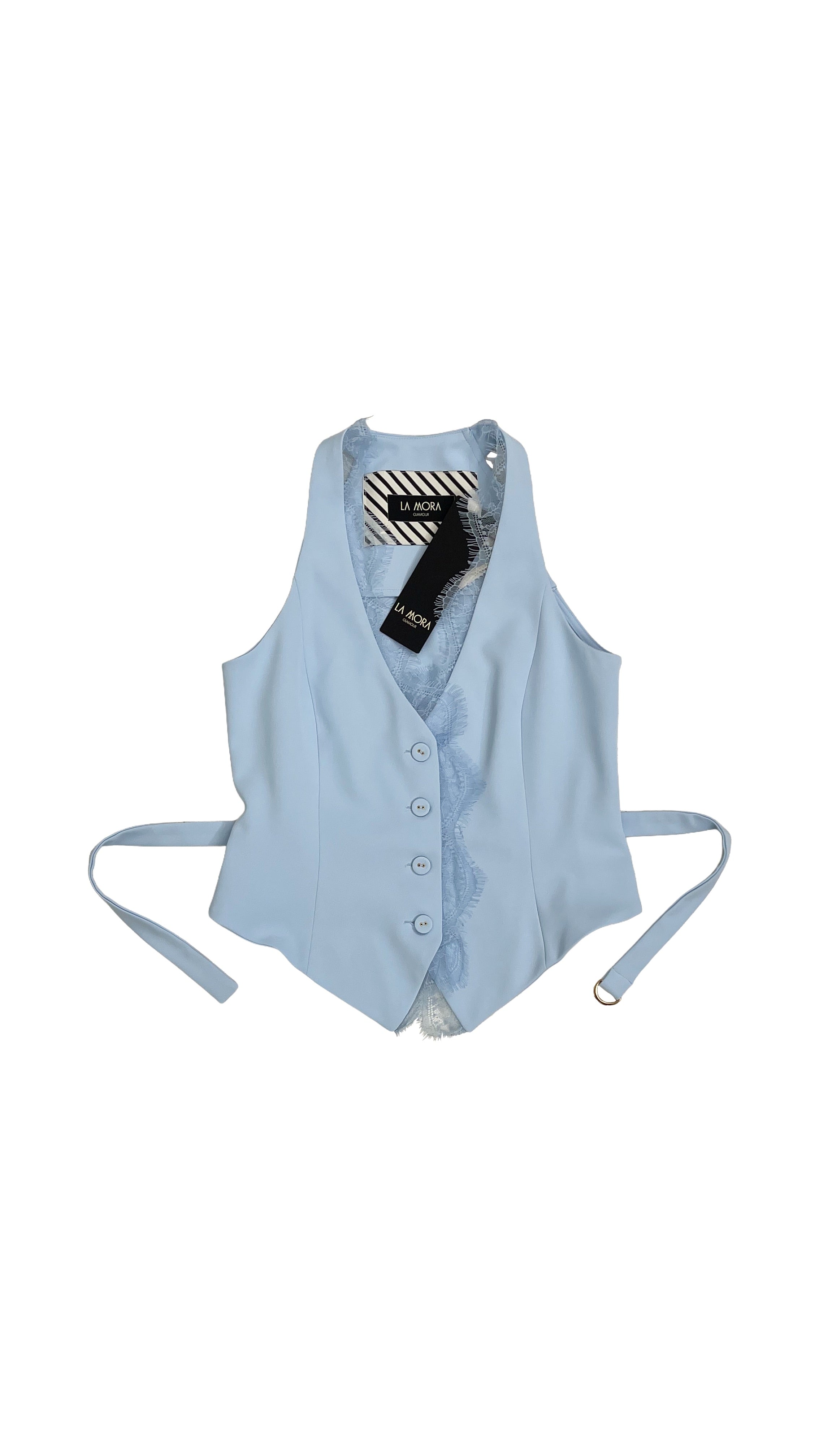 GILET IN CADY FLUIDO CON PIZZO SCOLLO