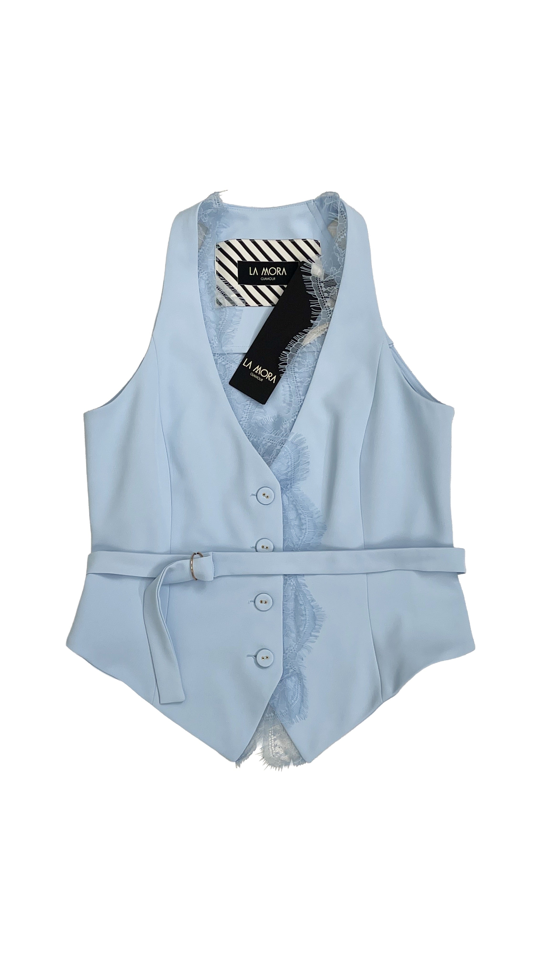 GILET IN CADY FLUIDO CON PIZZO SCOLLO