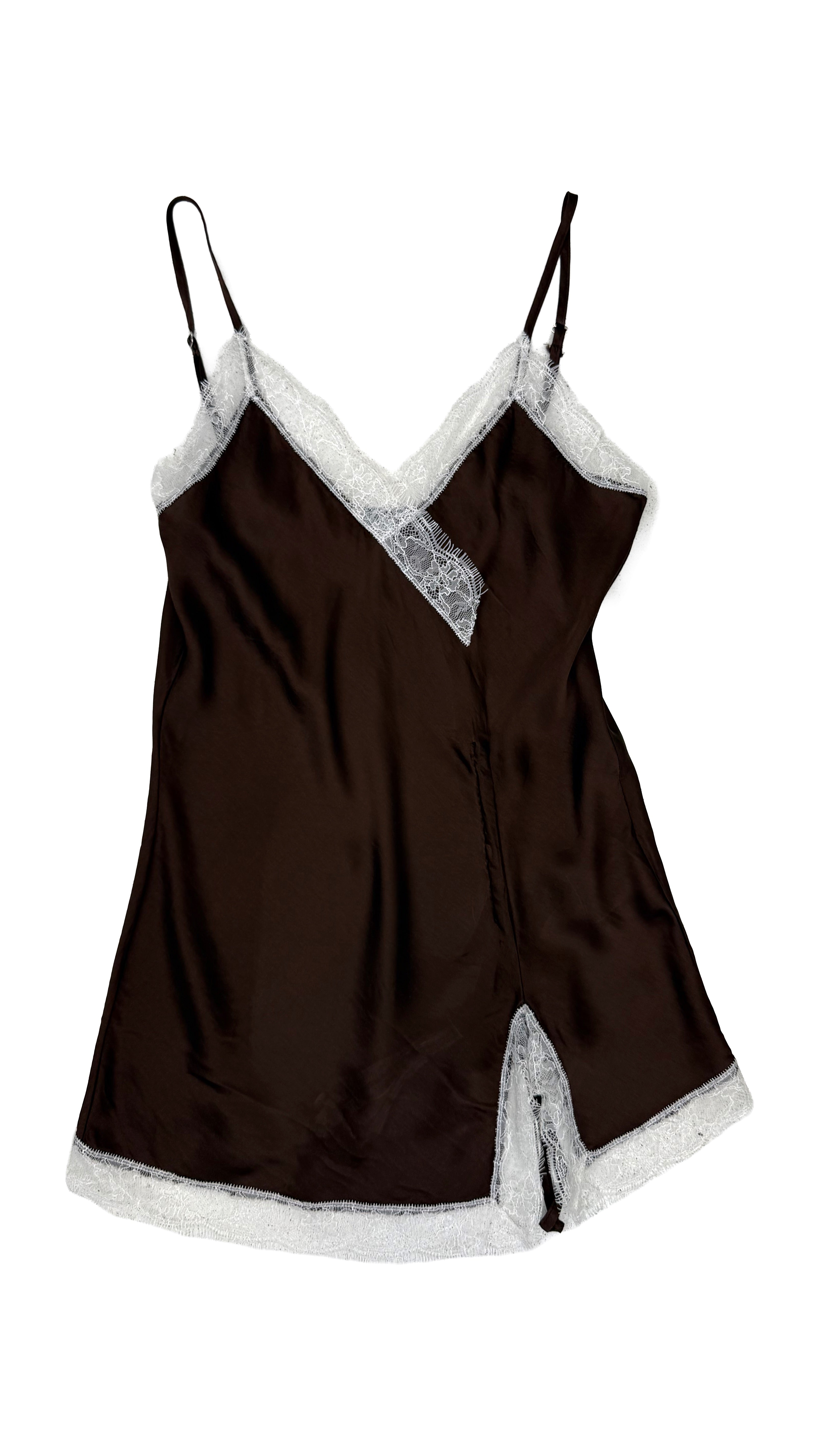 TOP LINGERIE IN RASO DI VISCOSA CON PIZZO