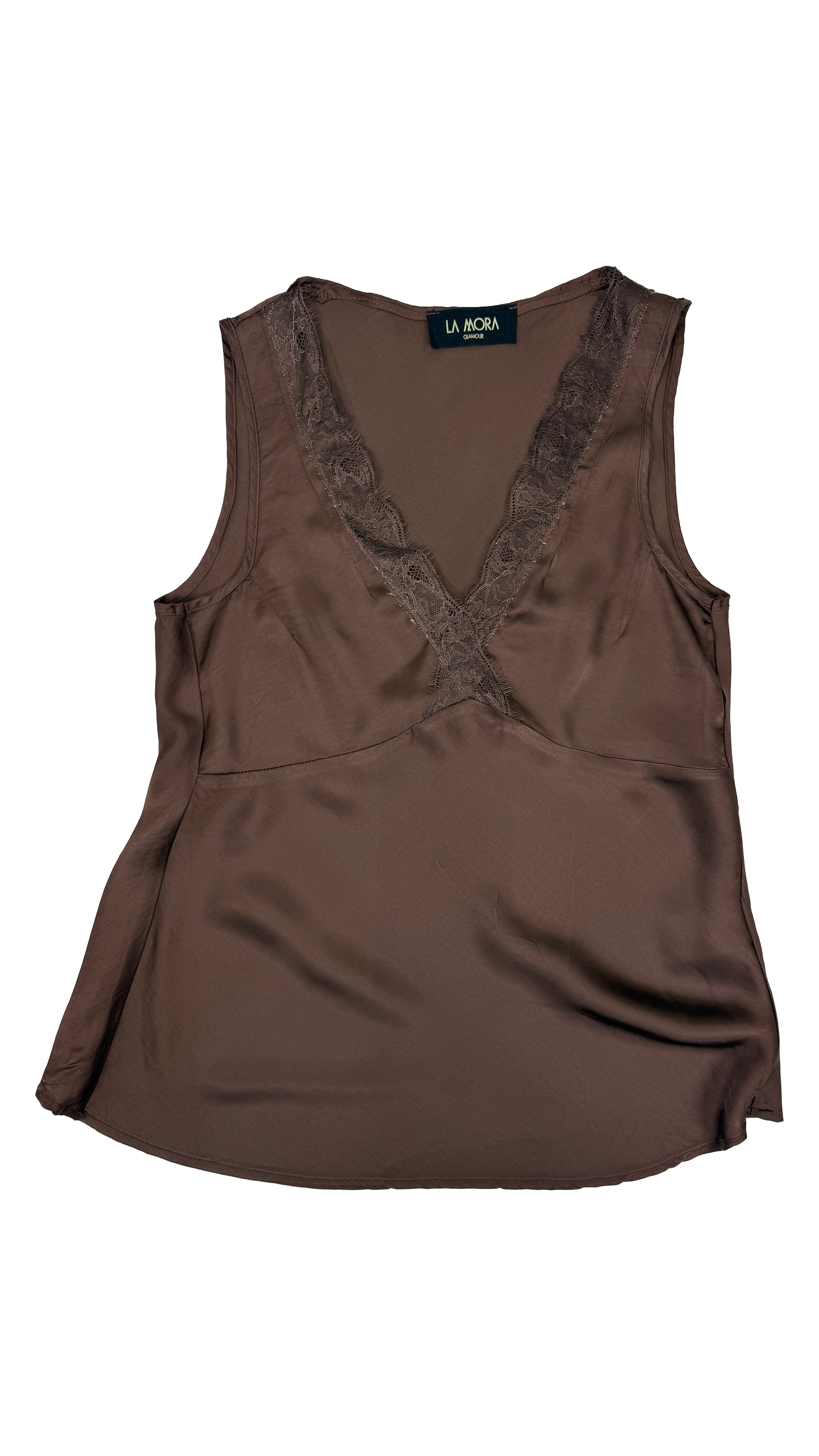 TOP RASO SPALLA LARGA PIZZO IN TONO