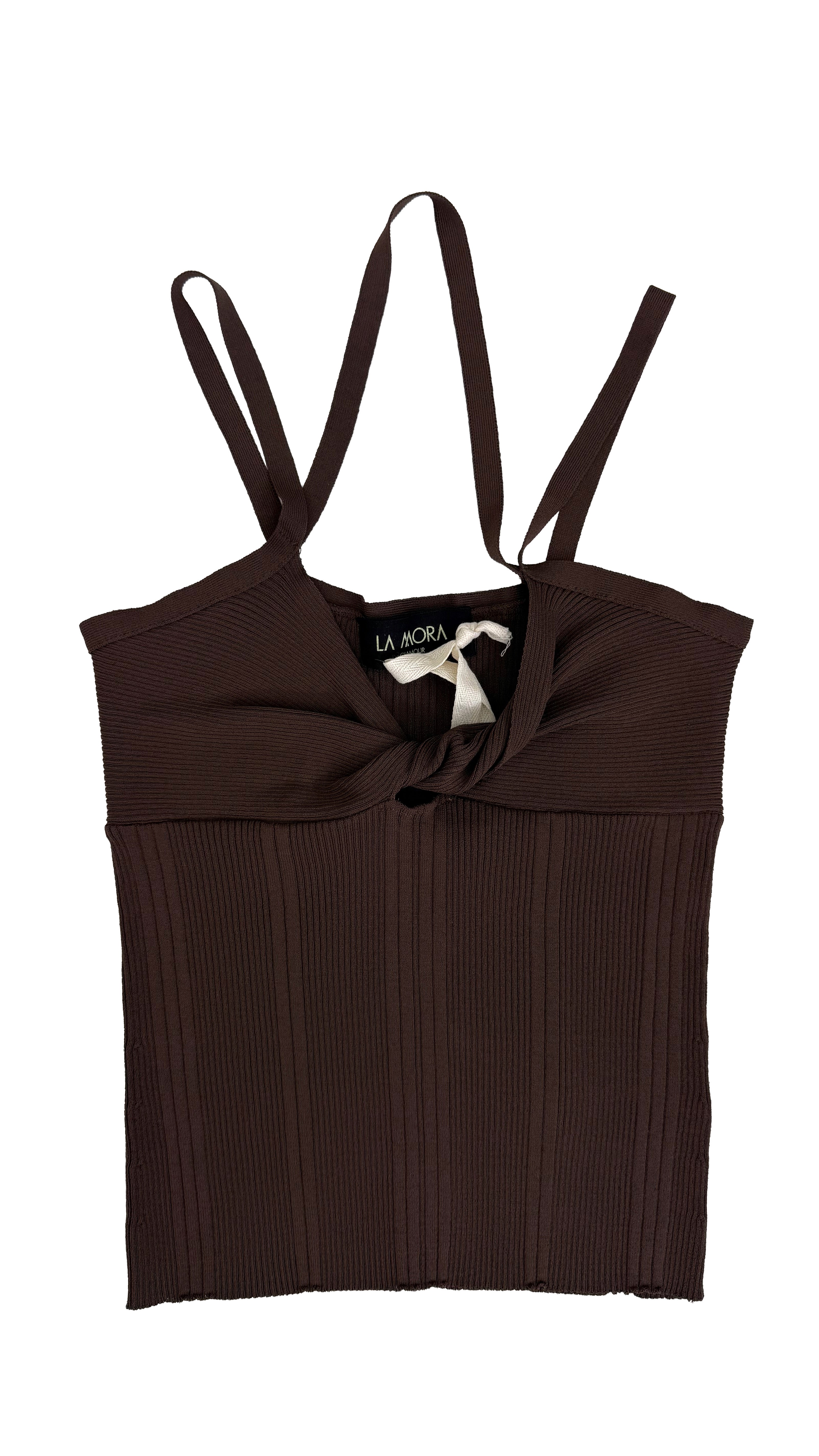 TOP COPPE CON NODO IN FILATO VISCOSA ELASTICA