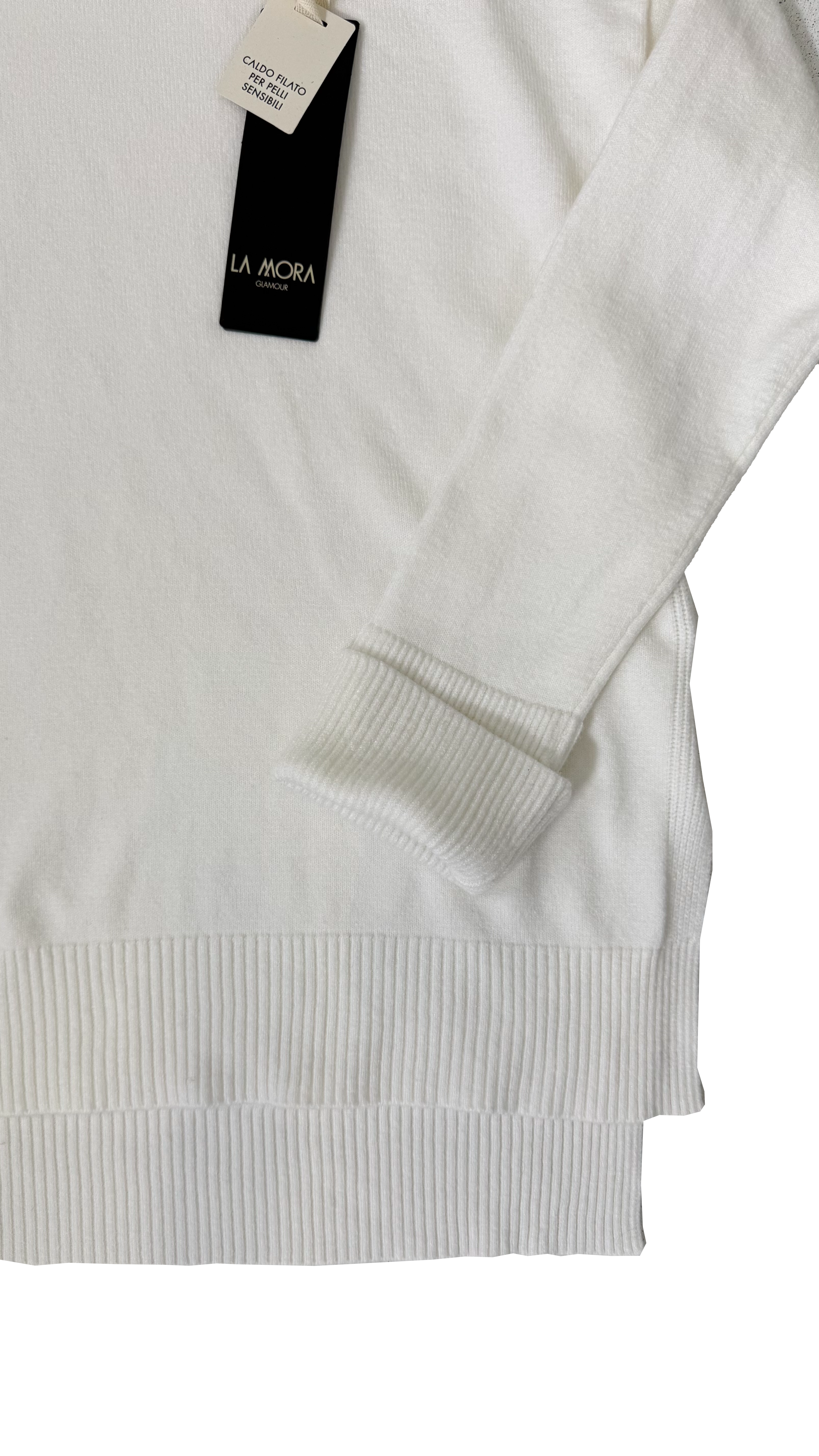 MAGLIONCINO QUADRATO IN CALDA VISCOSA COLLO ALTO E SPACCHI