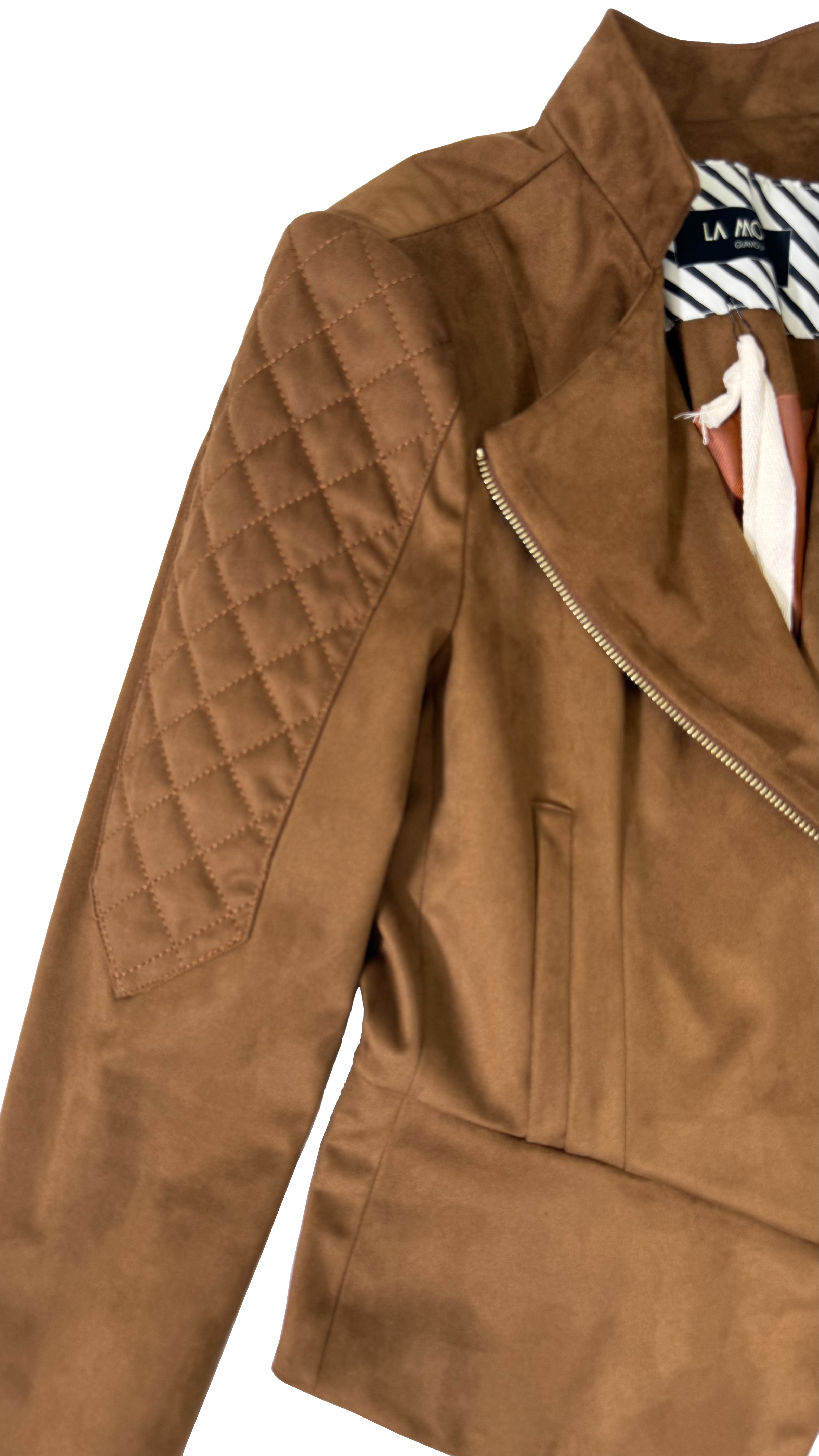 CHIODO IN DAINETTO EFFETTO CAMOSCIO CON FODERA CANGIANTE