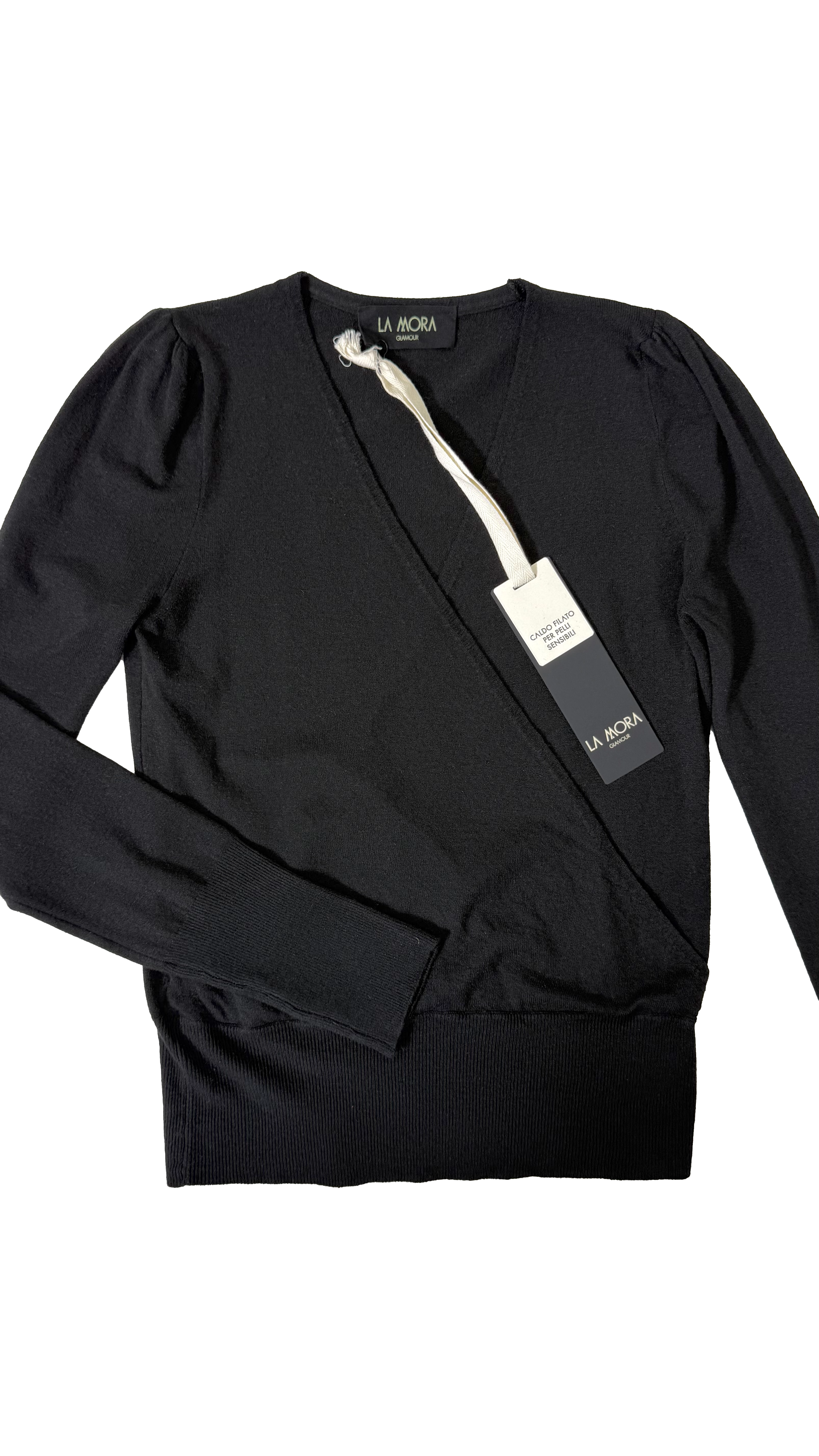 MAGLIA INCROCIO CON MANICA A SBUFFO IN CALDA VISCOSA