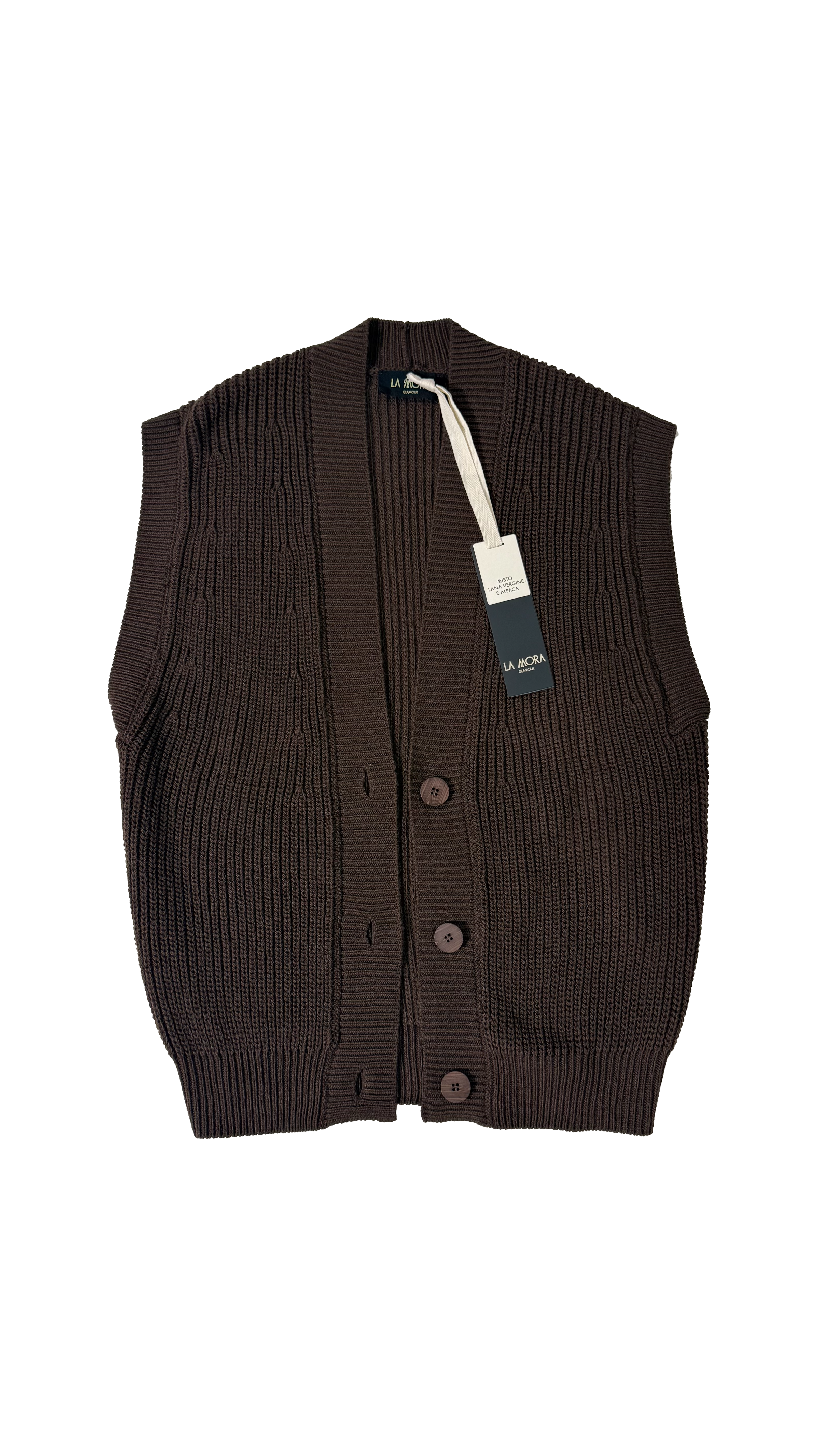 GILET LUNGO IN MISTO LANA E ALPACA