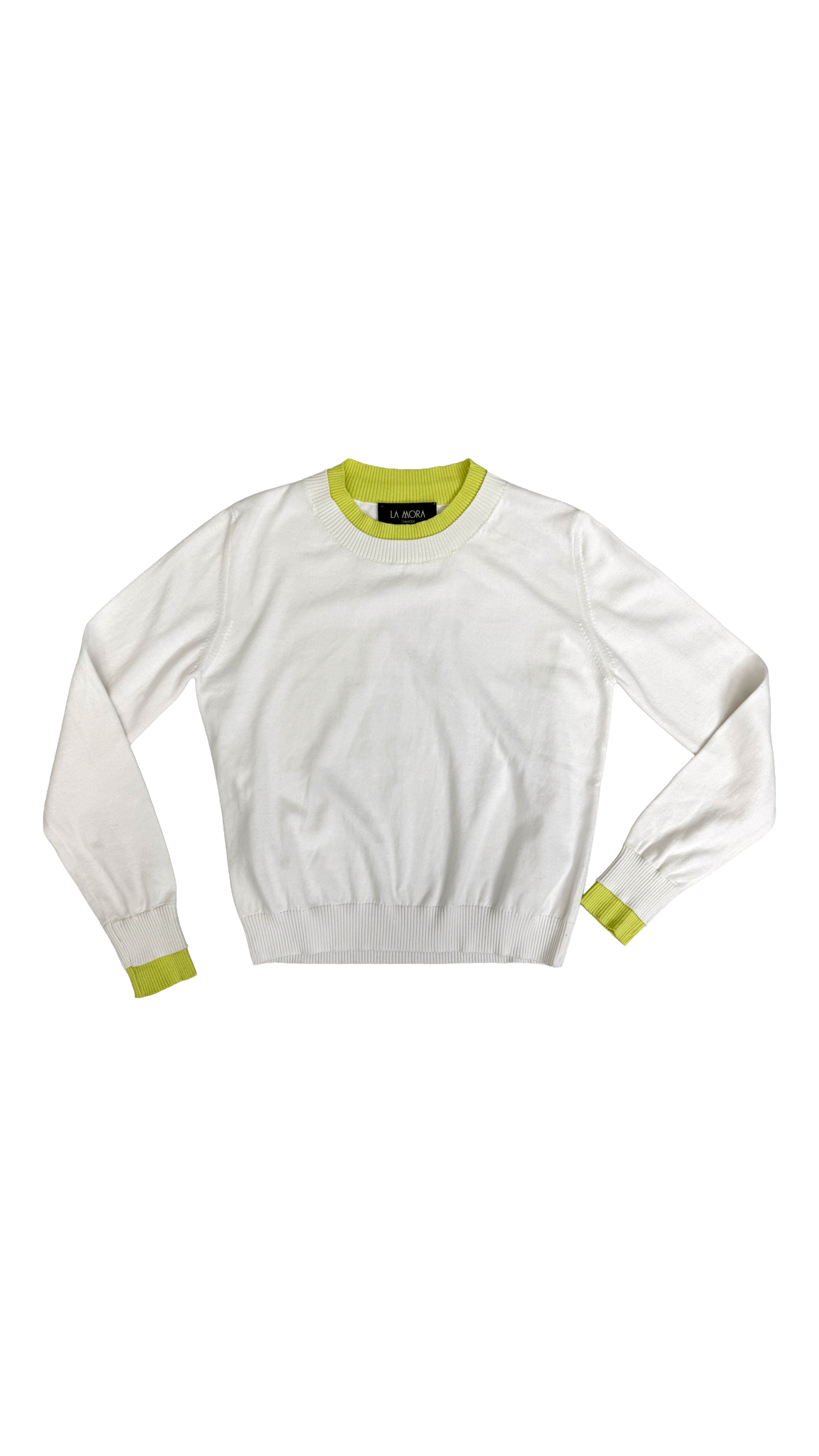 MAGLIA IN COTONE CON BORDI COLLO E POLSI IN CONTRASTO