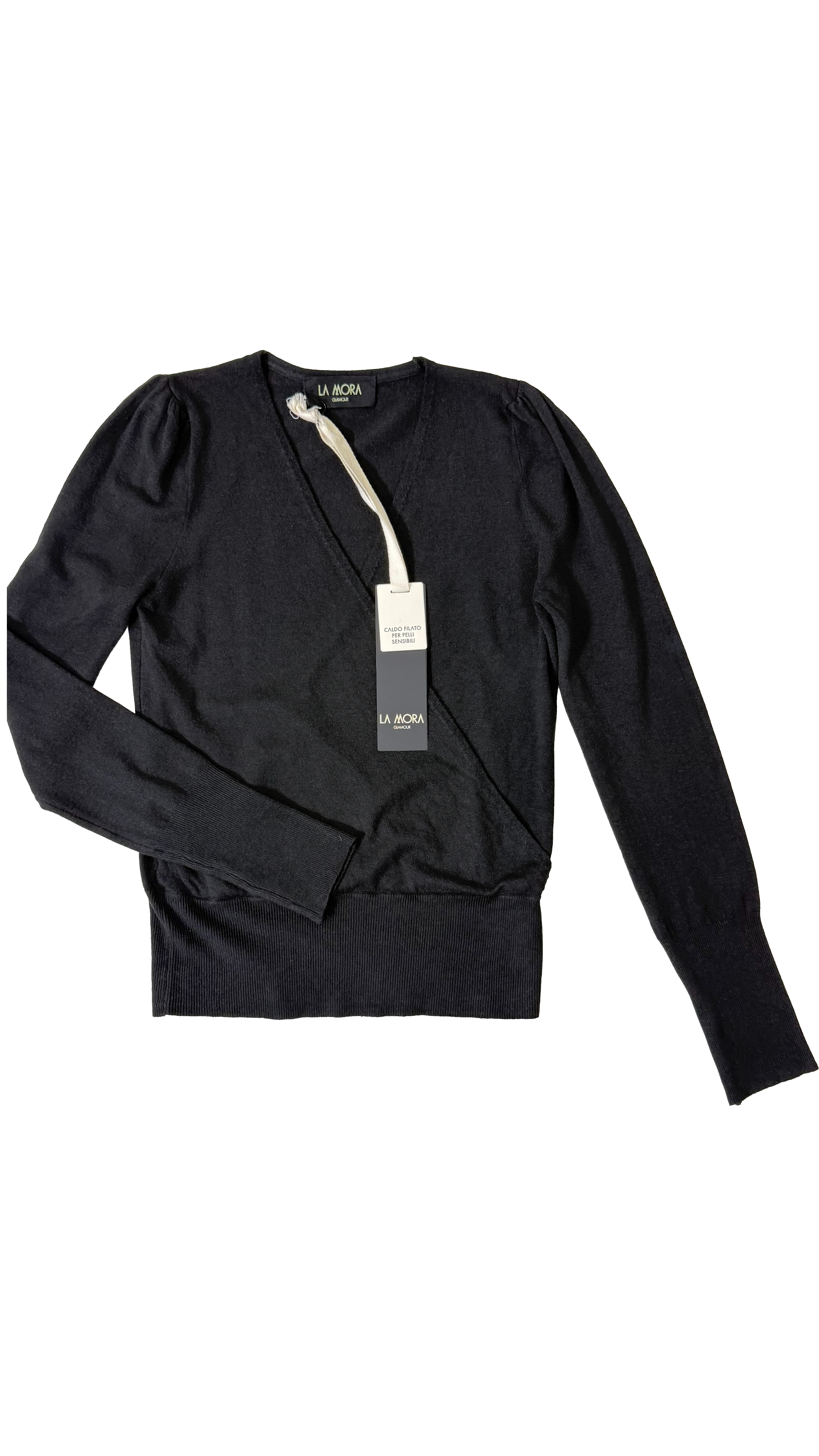 MAGLIA INCROCIO CON MANICA A SBUFFO IN CALDA VISCOSA