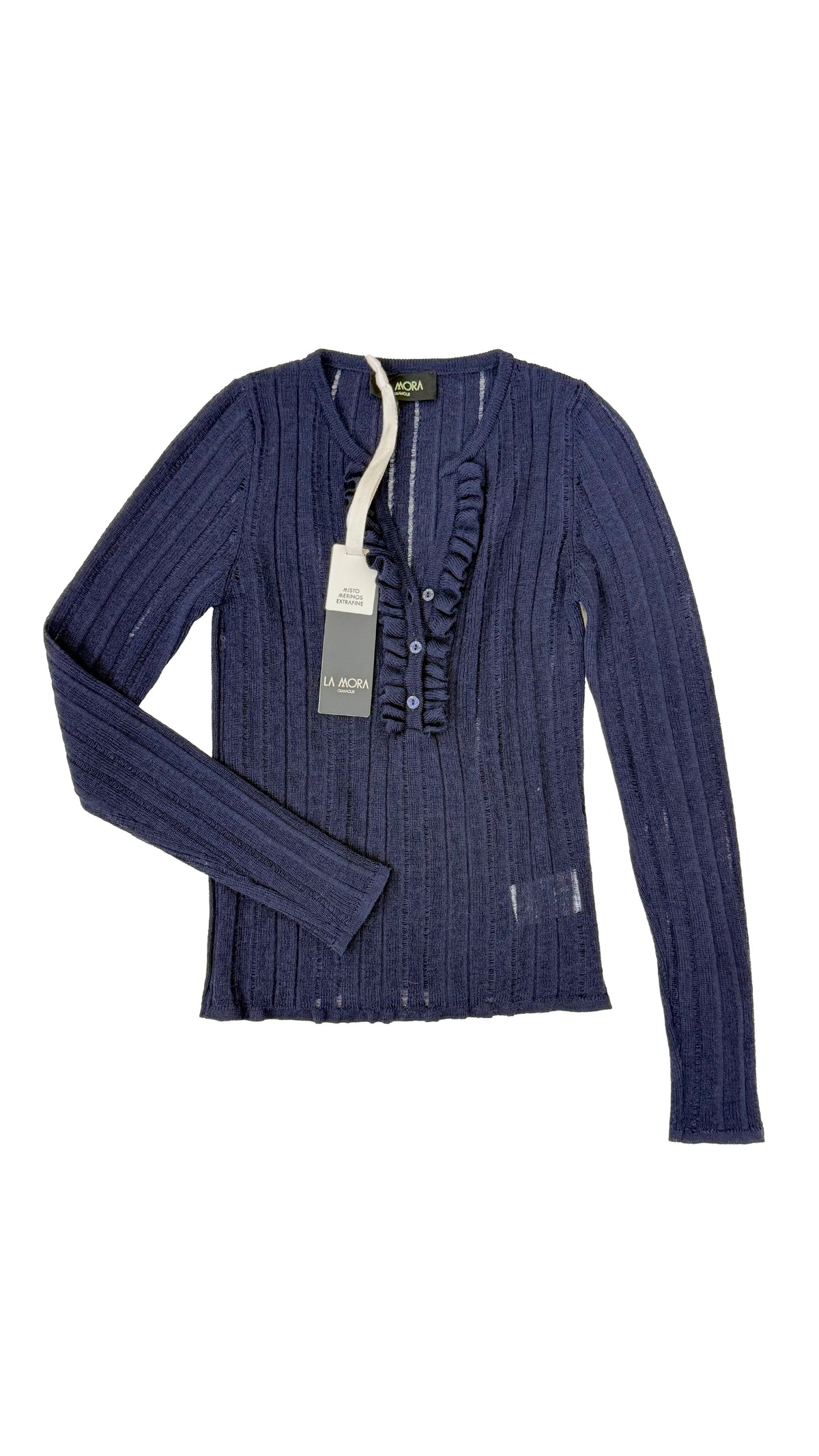 MAGLIA ROUCHES SCOLLO IN MERINOS