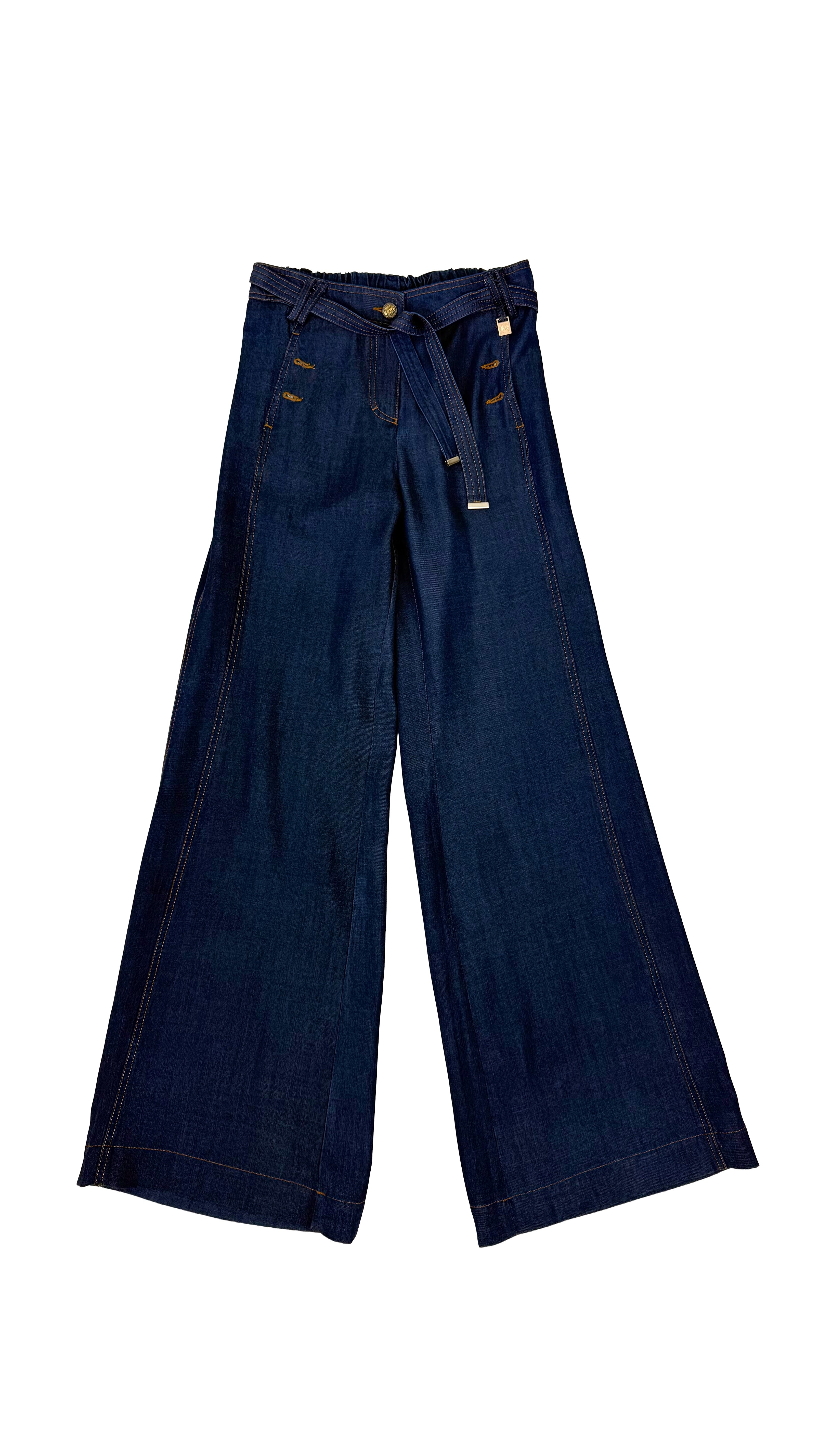 PALAZZO IN JEANS LYOCELL CON CINTURA