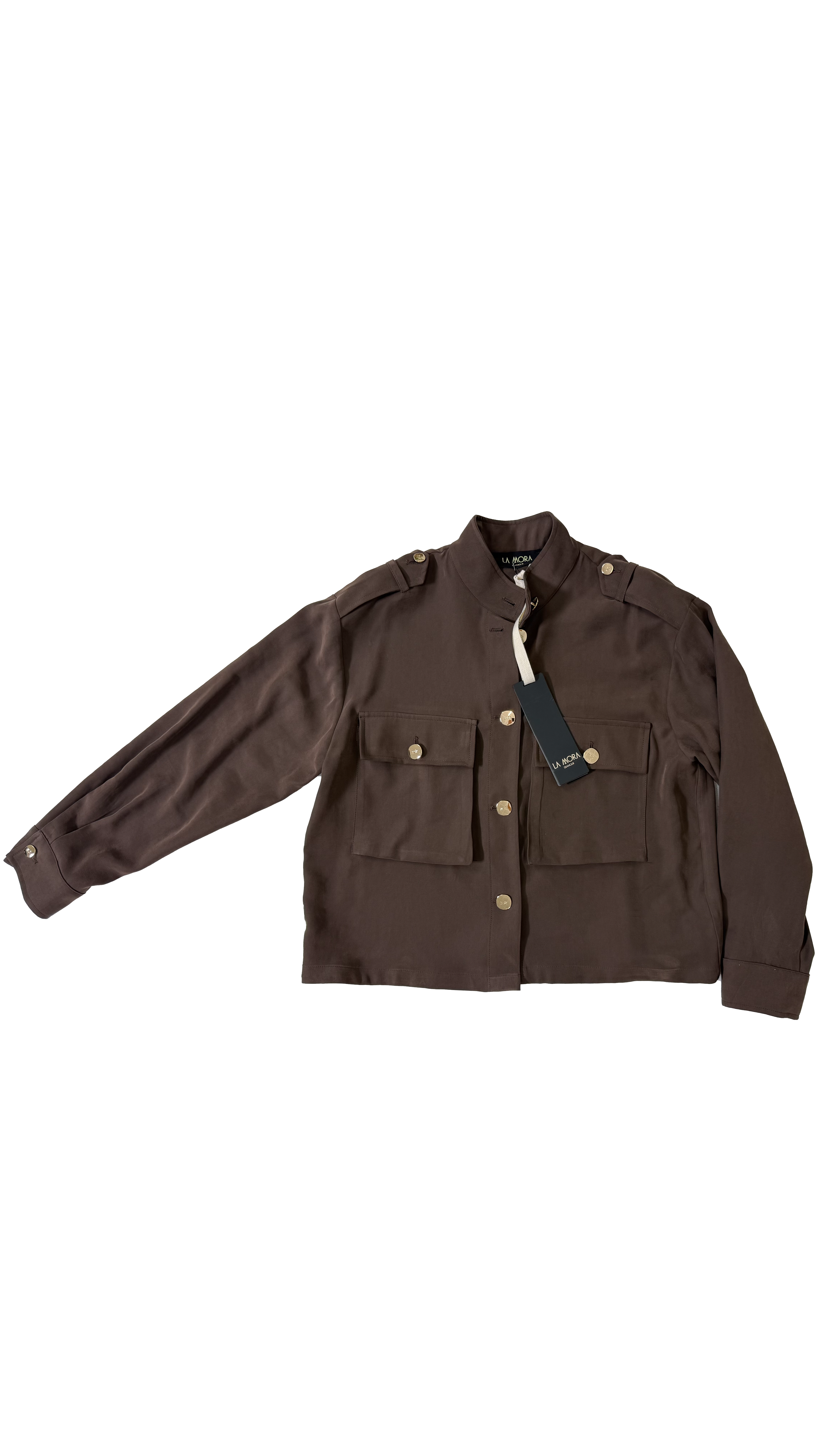 CAMICIA GIACCA CON TASCONI IN TECNICO VISCOSA EFFETTO CUPRO