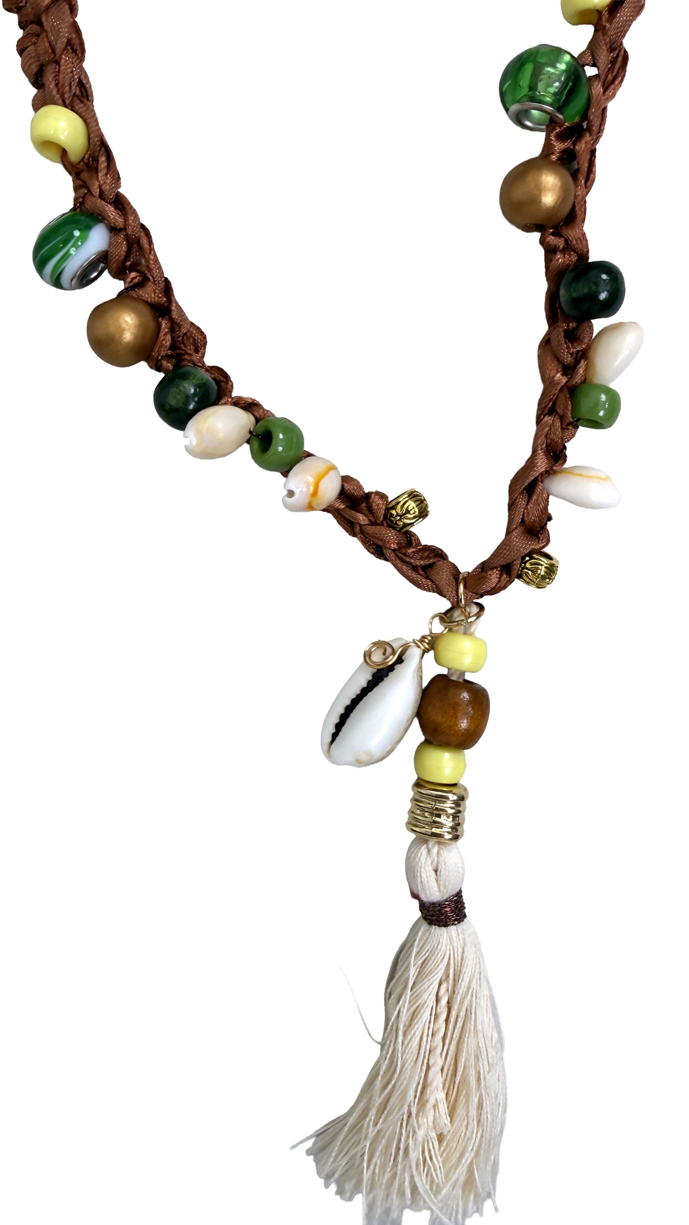 COLLANA UNCINETTO CON PERLINE E CONCHIGLIE