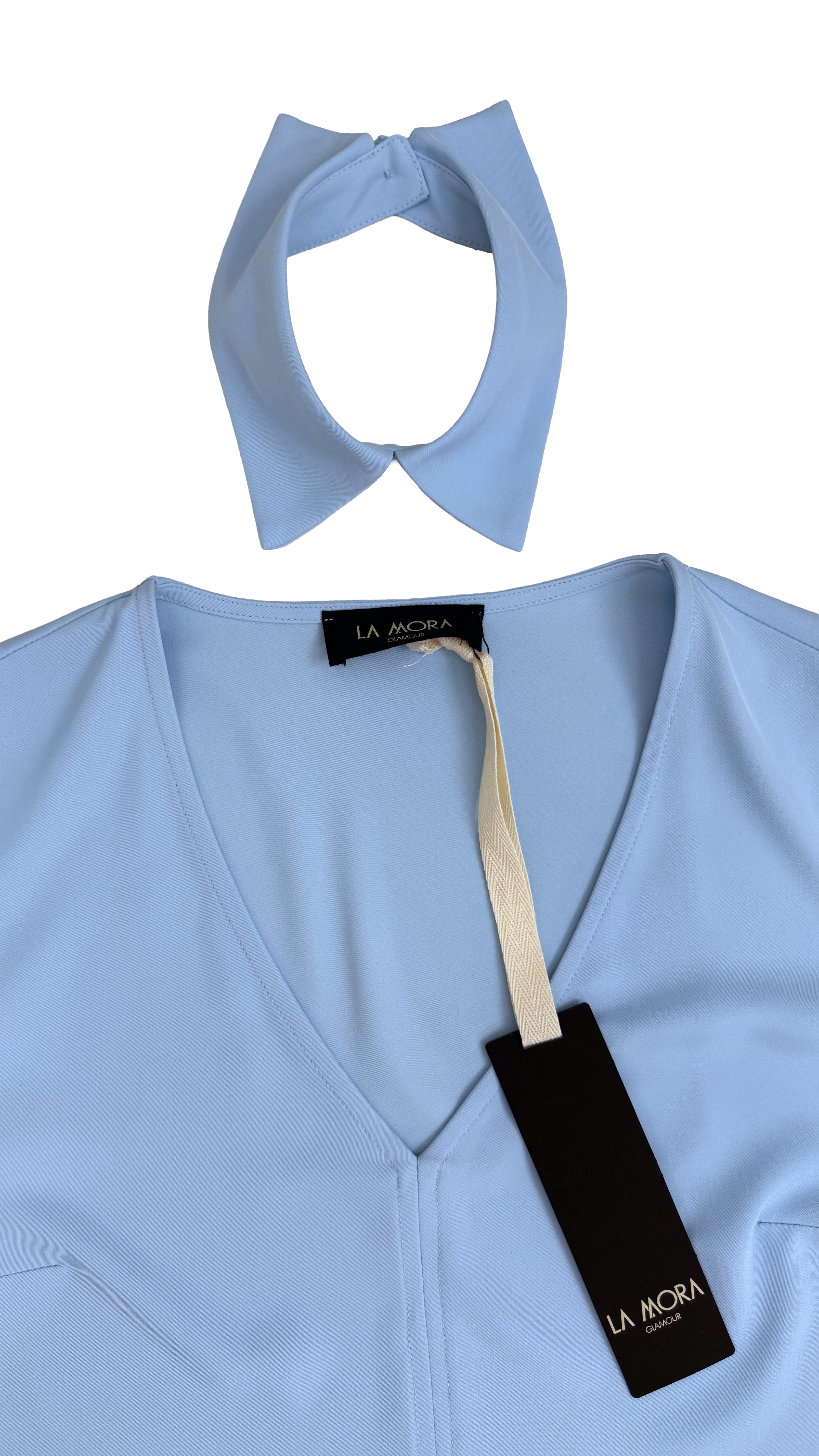 CAMICIA SCOLLO A V CON COLLETTO ACCESSORIO