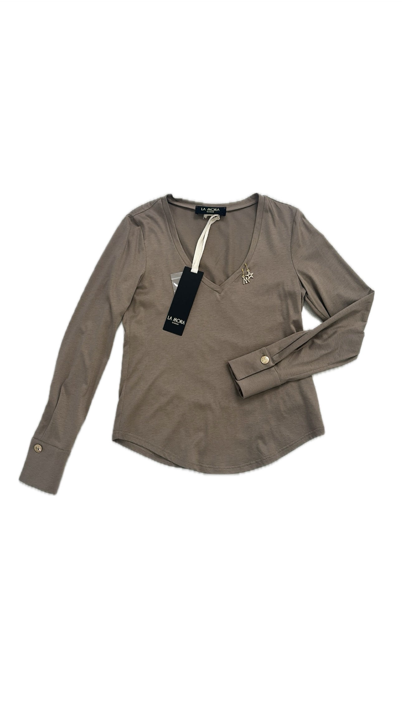 T-SHIRT BASICA CON SCOLLO A V IN JERSEY MODAL