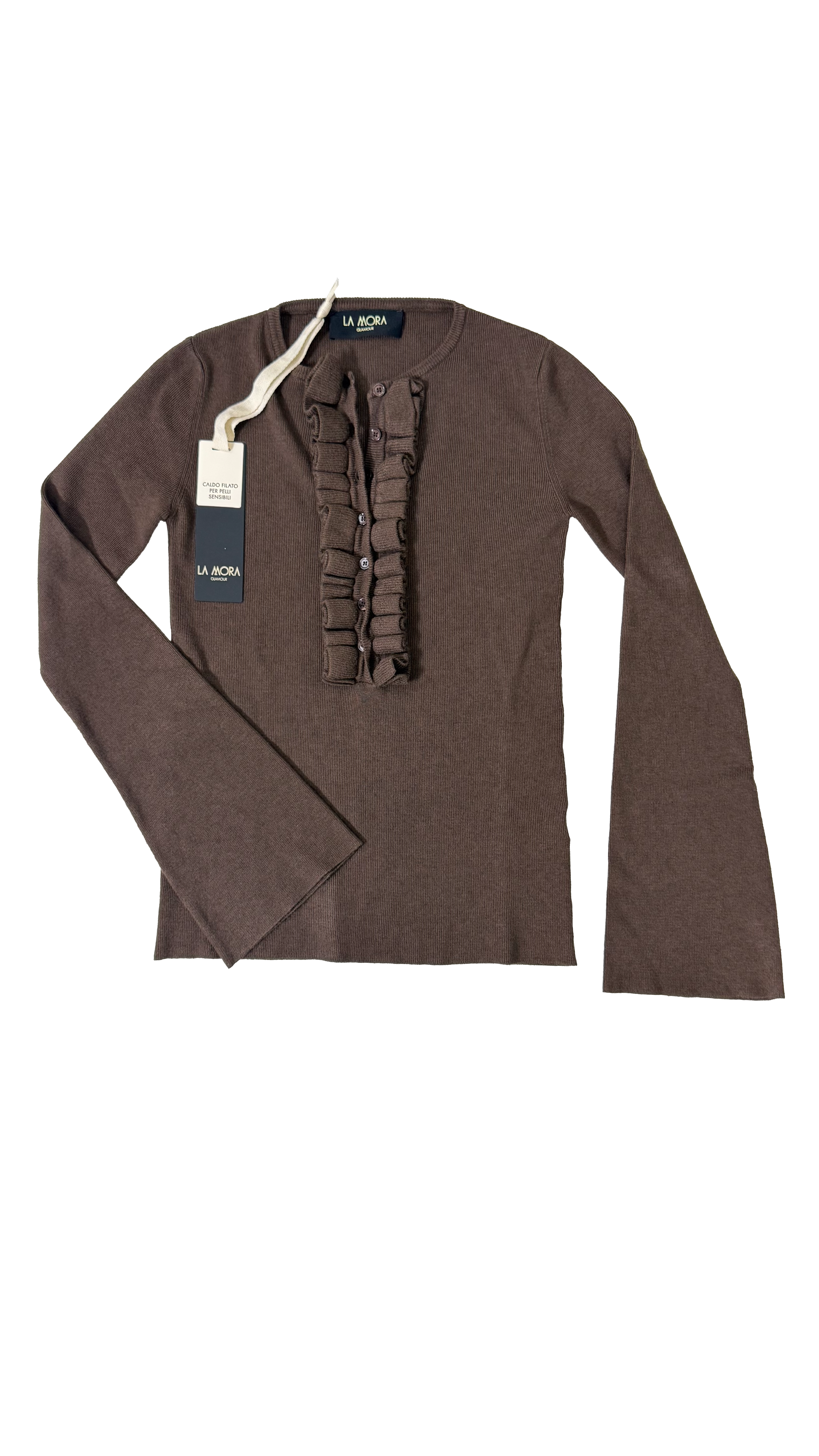 MAGLIA CON ROUCHES SU SCOLLO IN CALDA VISCOSA