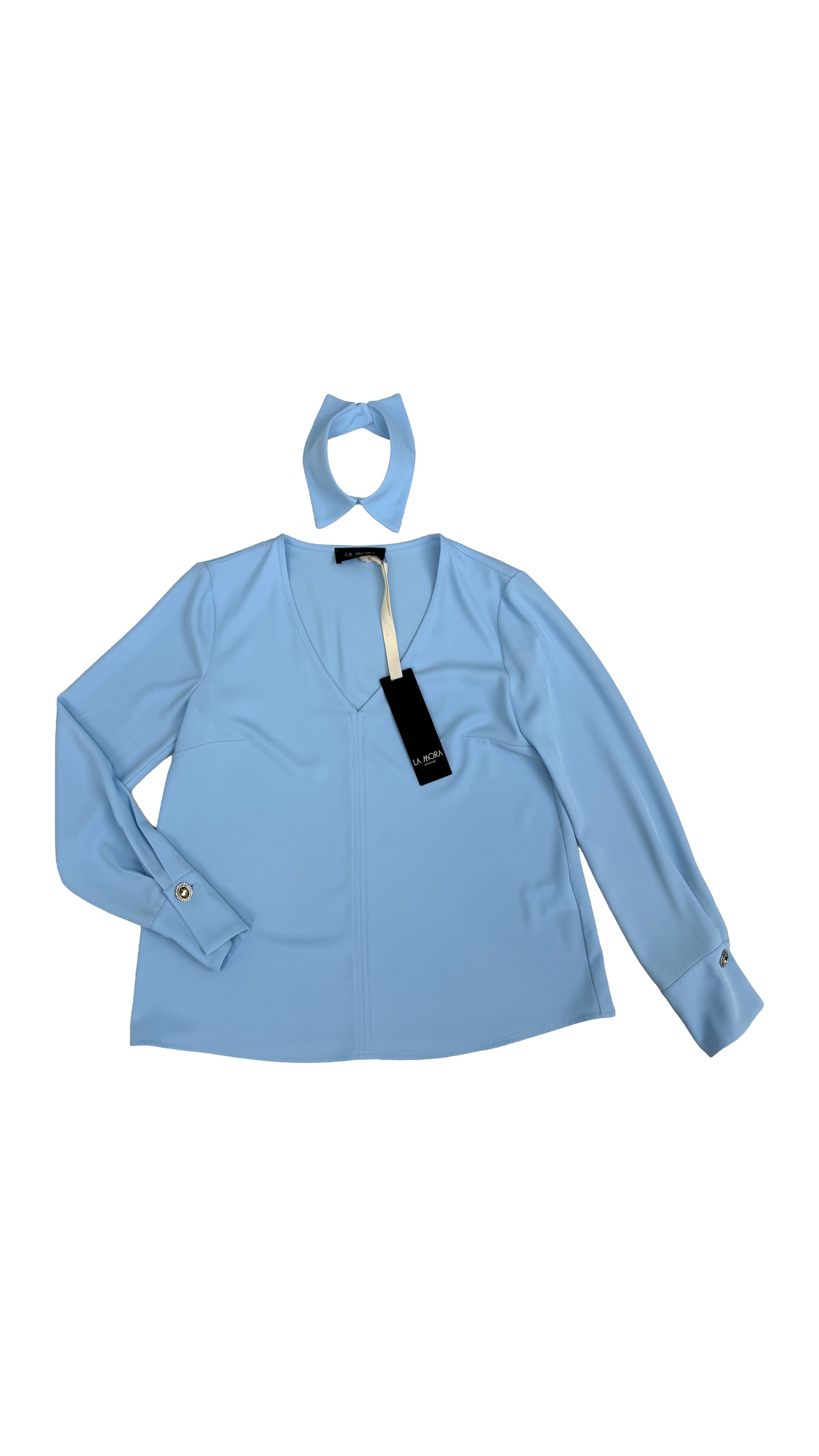 CAMICIA SCOLLO A V CON COLLETTO ACCESSORIO