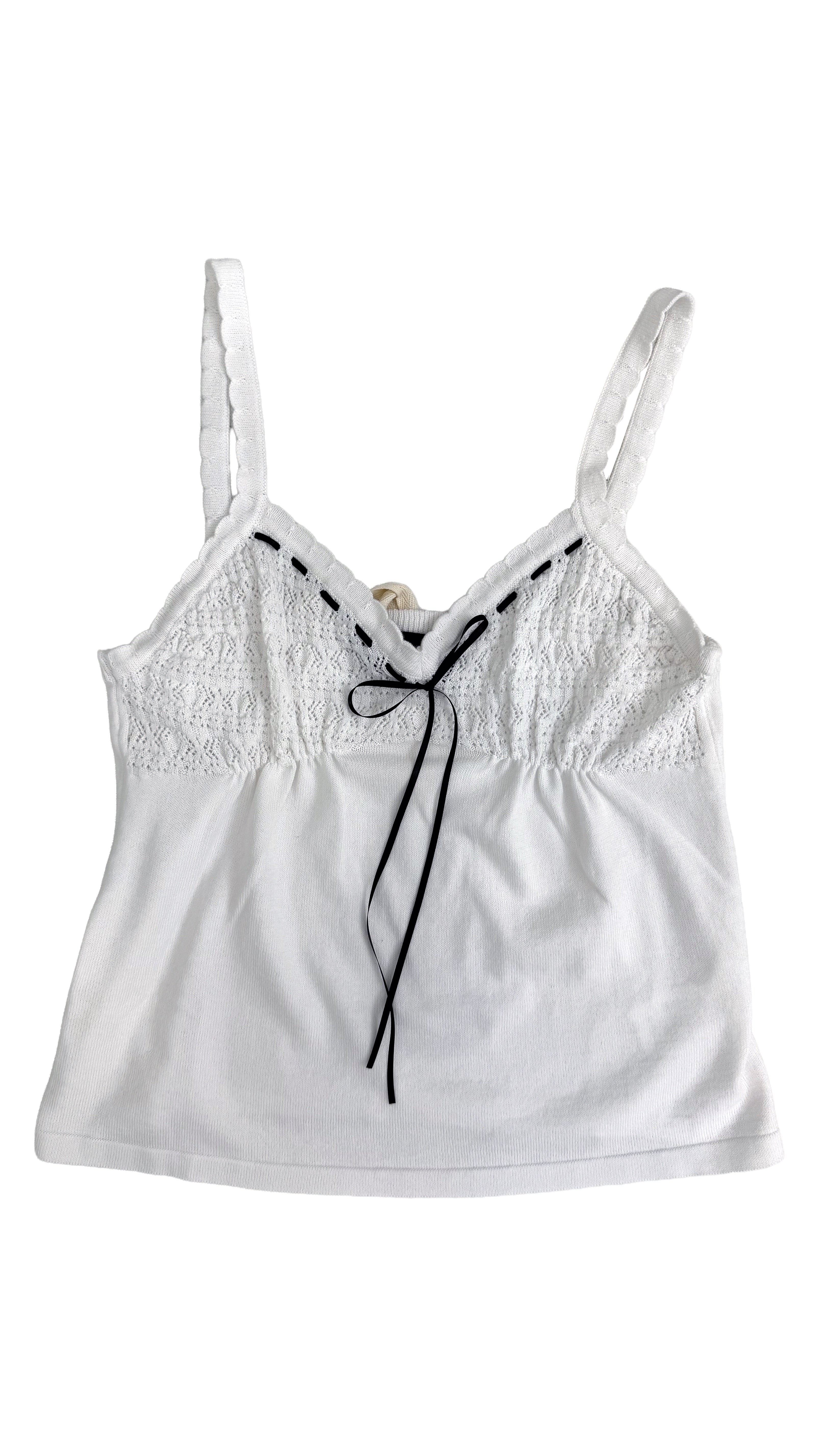 TOP IN COTONE CON COPPE UNCINETTO E NASTRINO