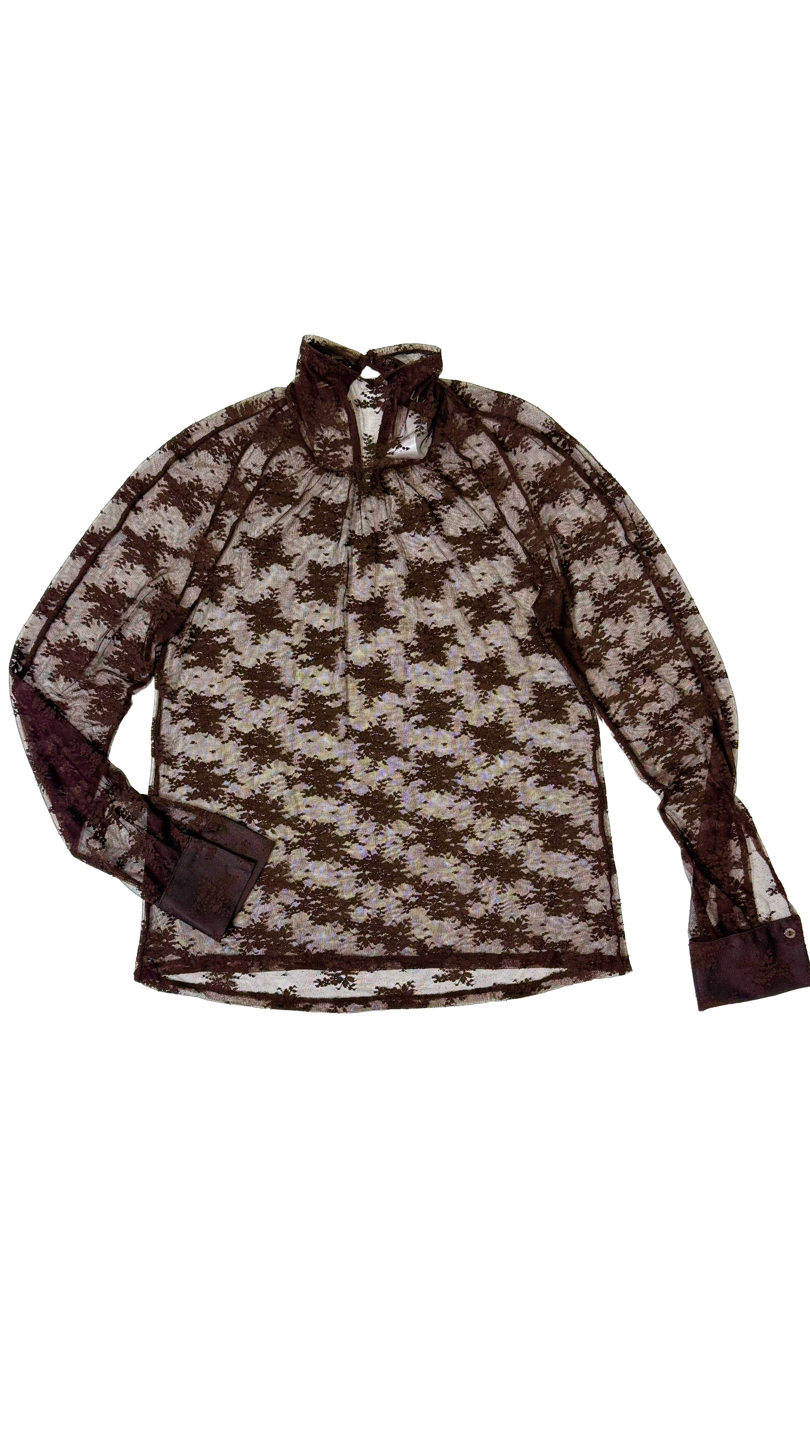 CAMICIA IN PIZZO CON COLLO ALTO