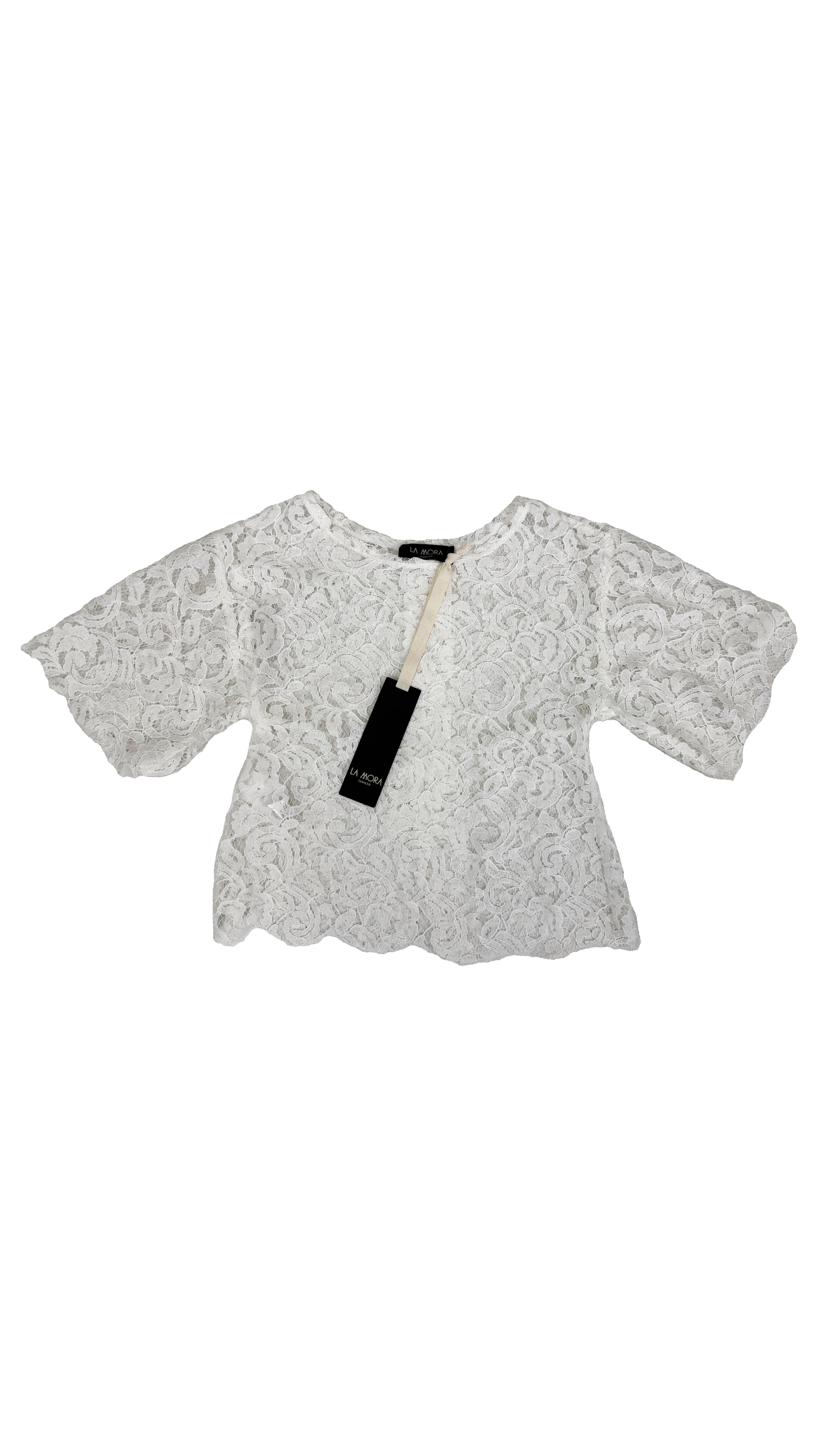 BLUSA LINEA SLIM IN PIZZO SMERLATO