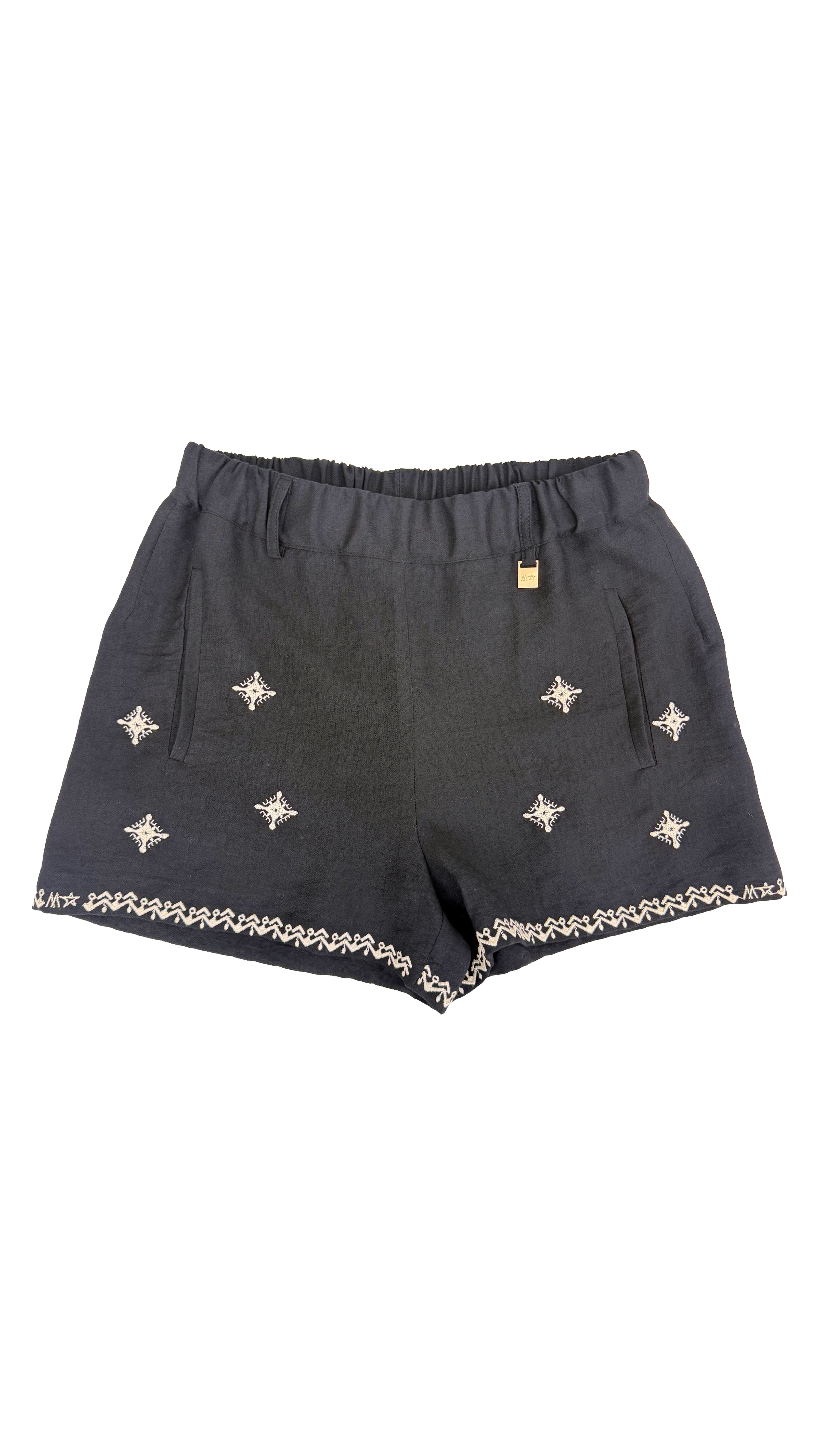 SHORTS IN VISCOSA CRASH CON RICAMI
