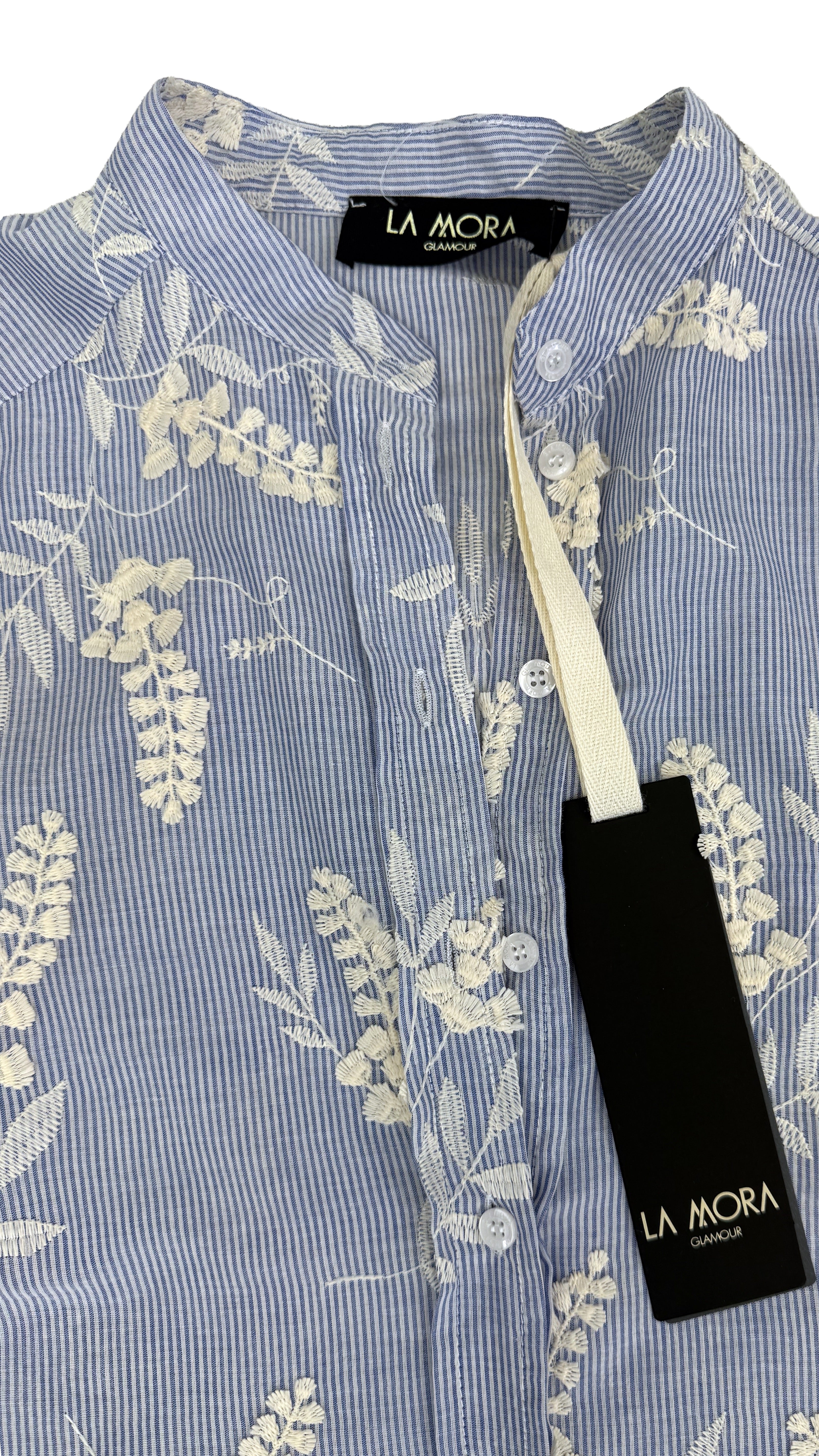 CAMICIA LINEA A UOMO IN MICRORIGA COTONE RICAMATO