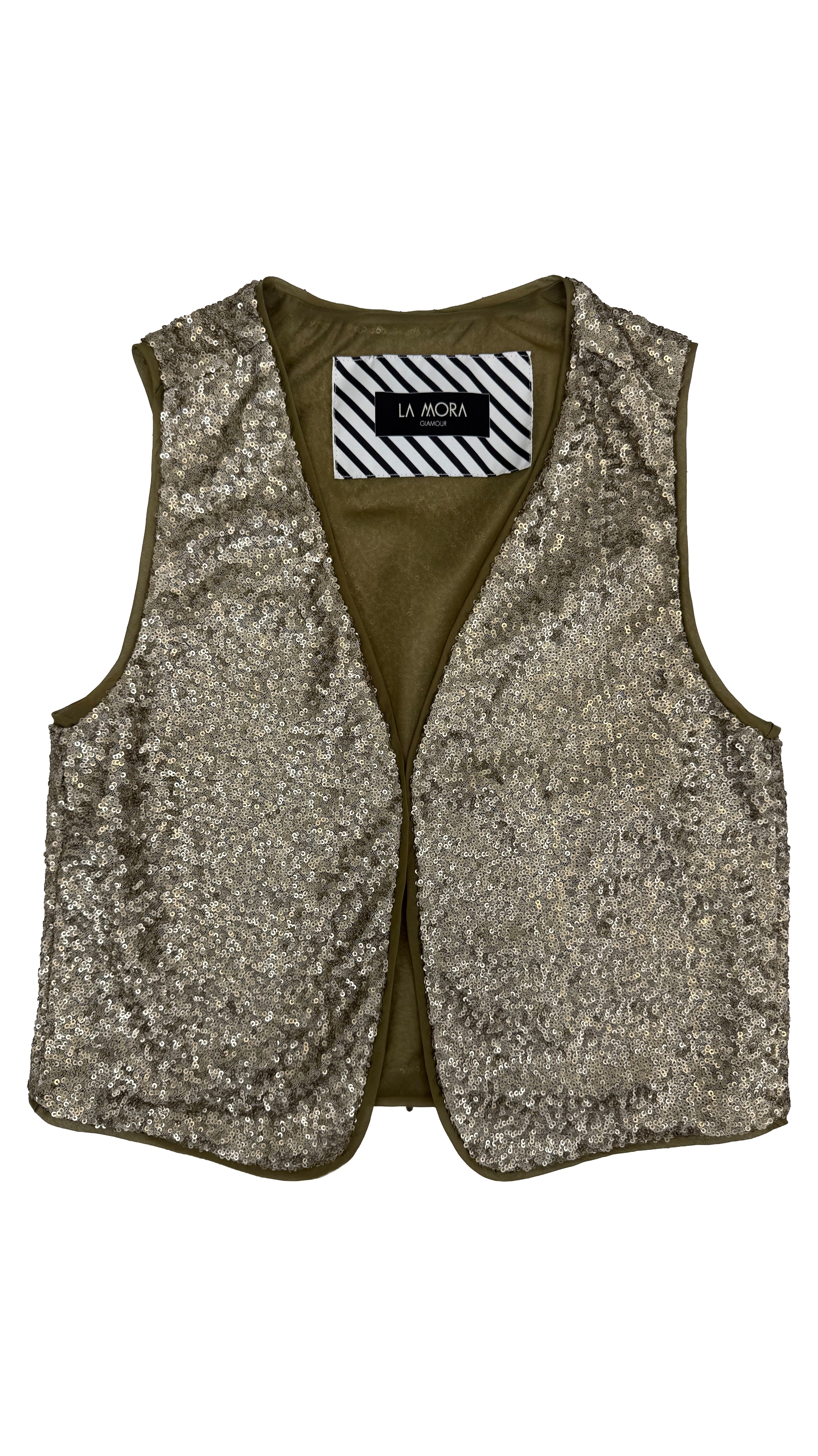 GILET IN PAILLETTES E MUSSOLA