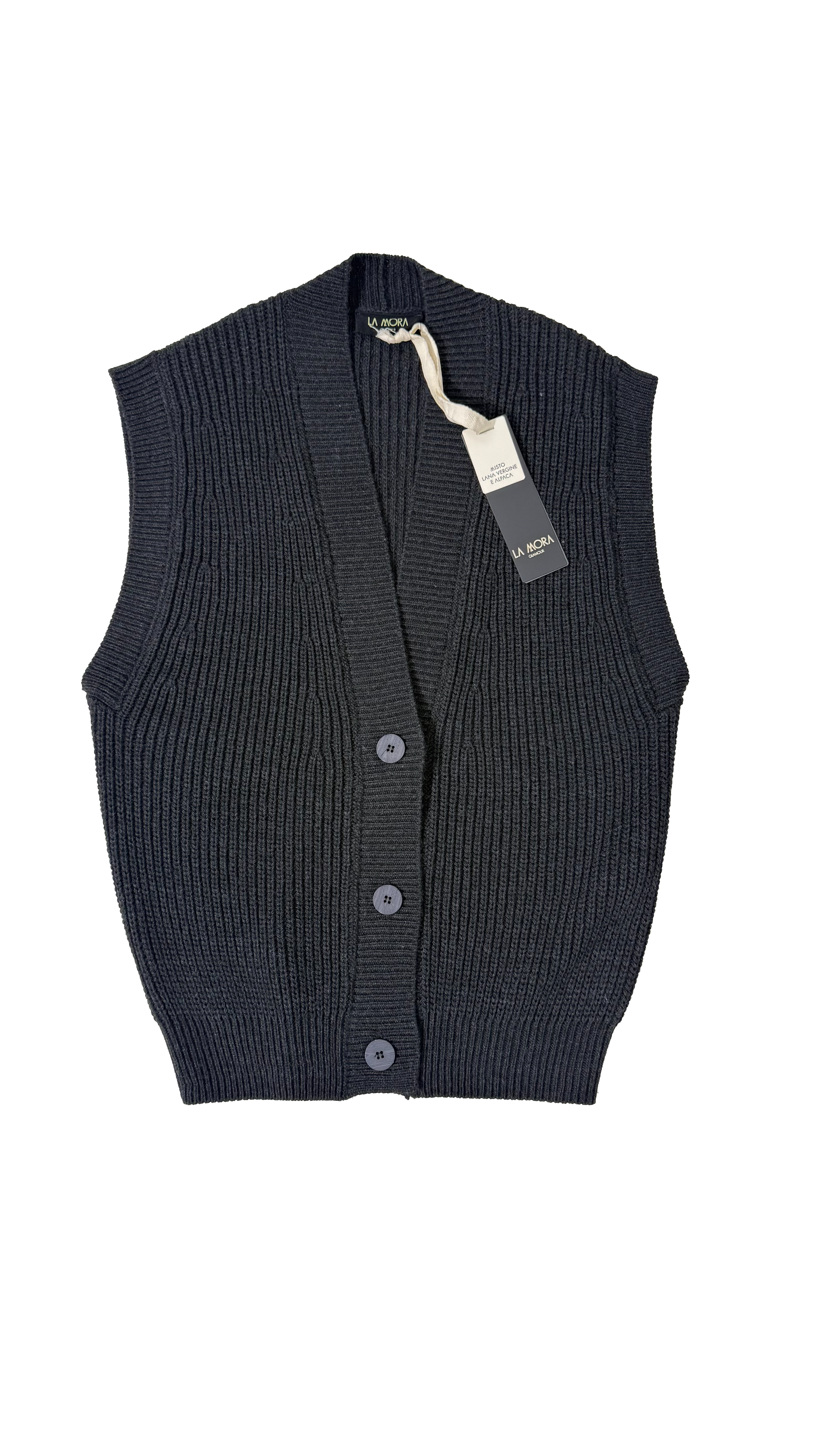 GILET LUNGO IN MISTO LANA E ALPACA