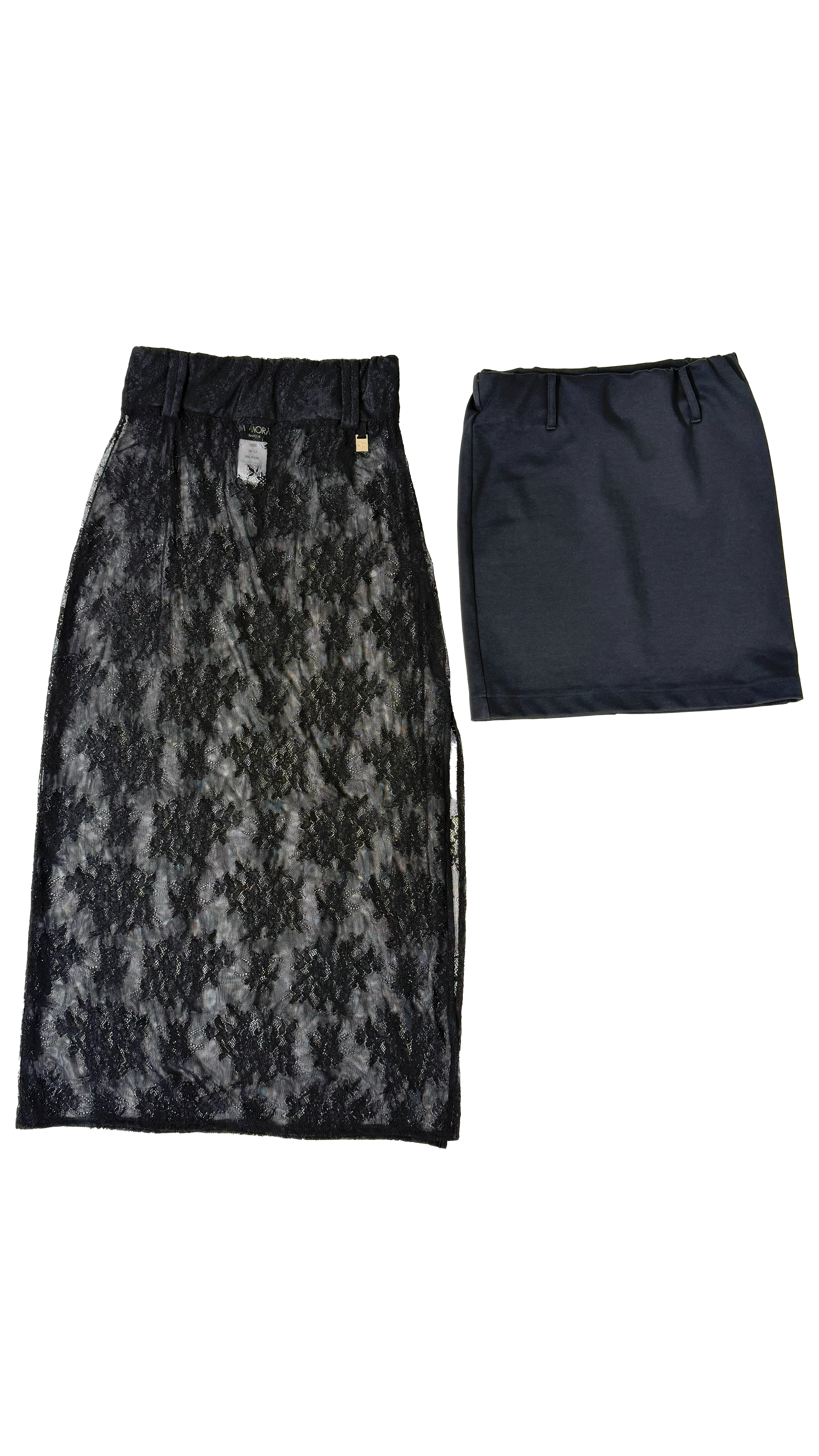 GONNA LUNGA IN PIZZO ELASTICIZZATO CON SOTTOGONNA