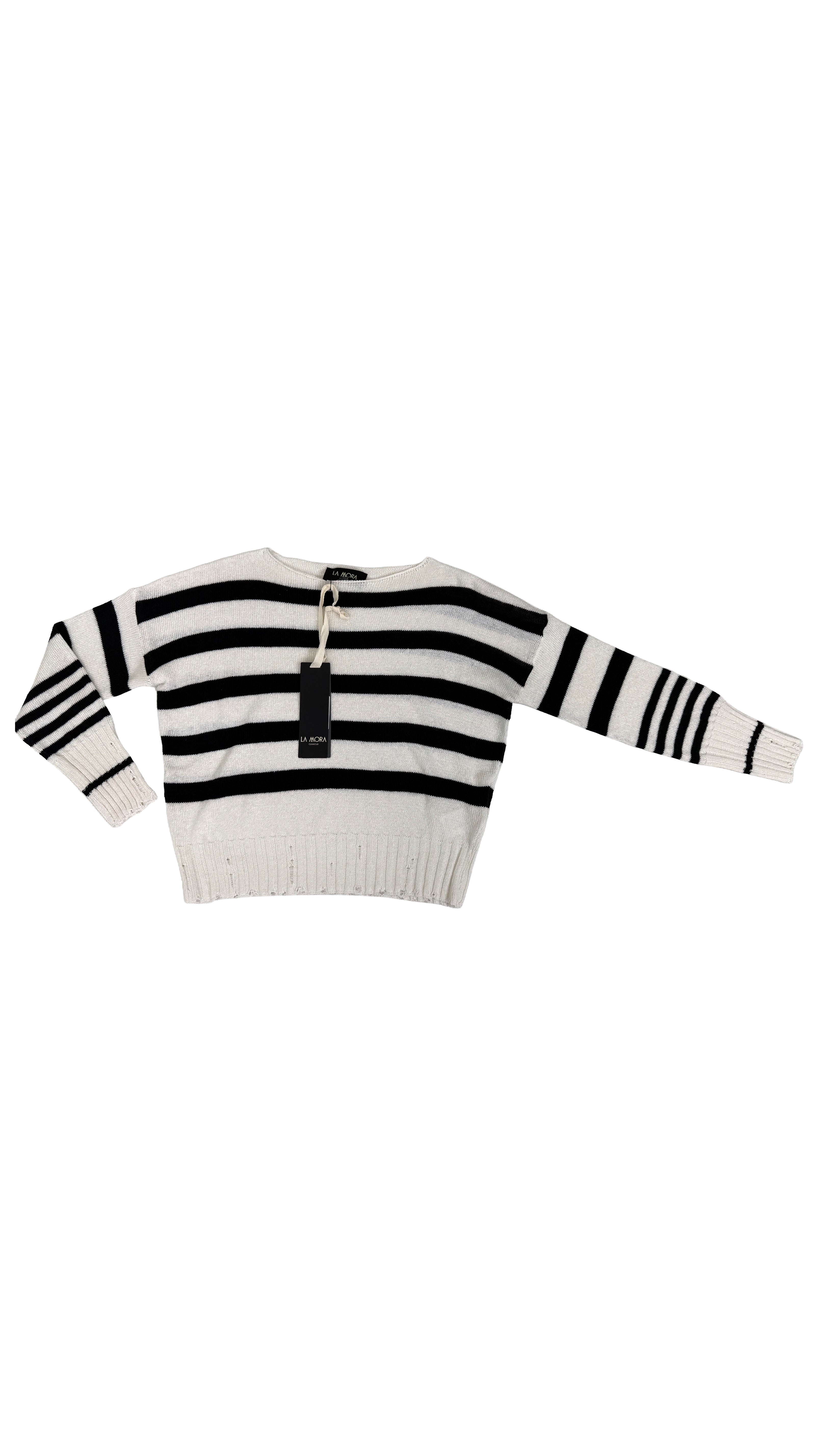 MAGLIA A RIGHE IN COTONE CON ROTTURE