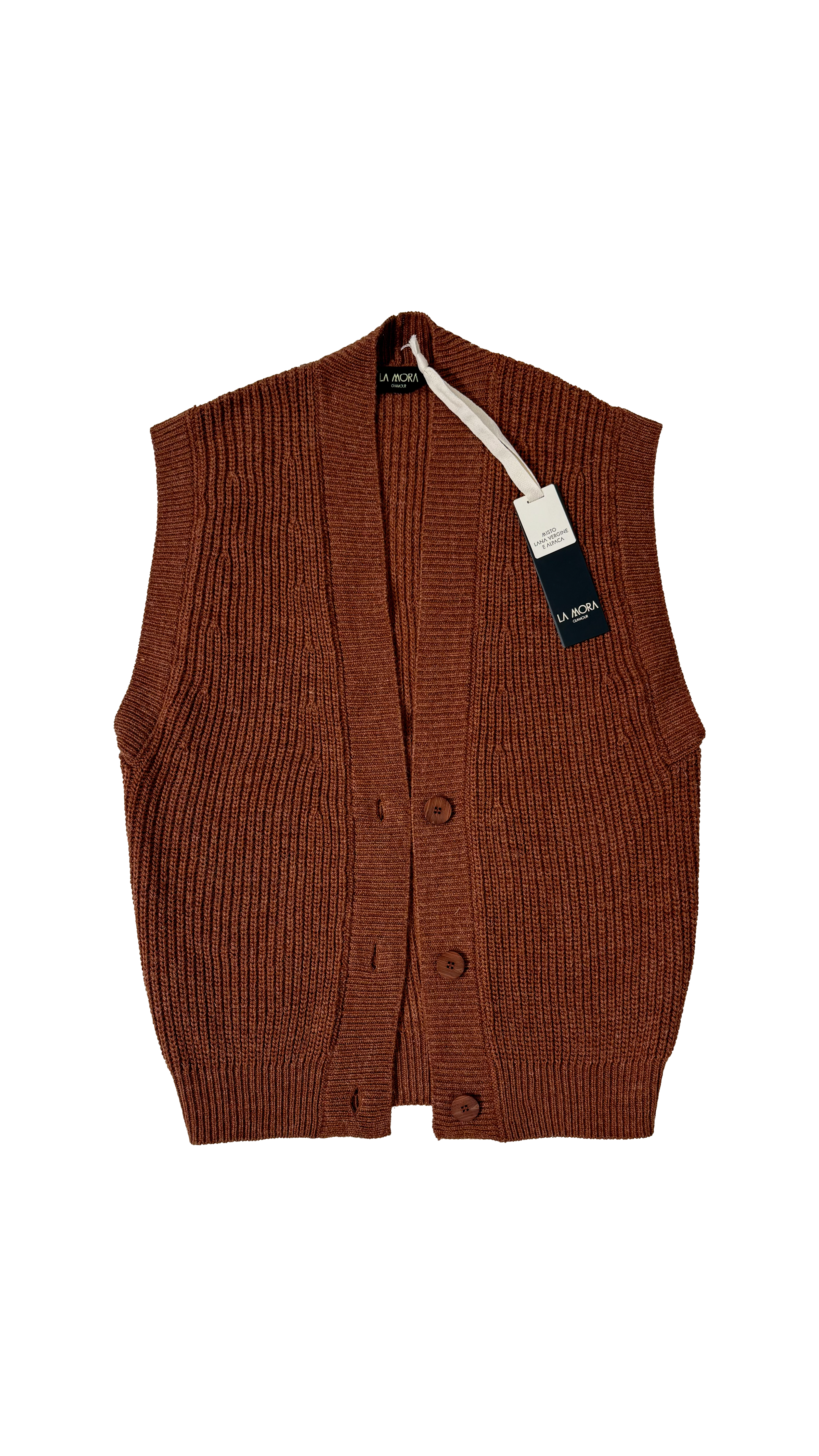 GILET LUNGO IN MISTO LANA E ALPACA