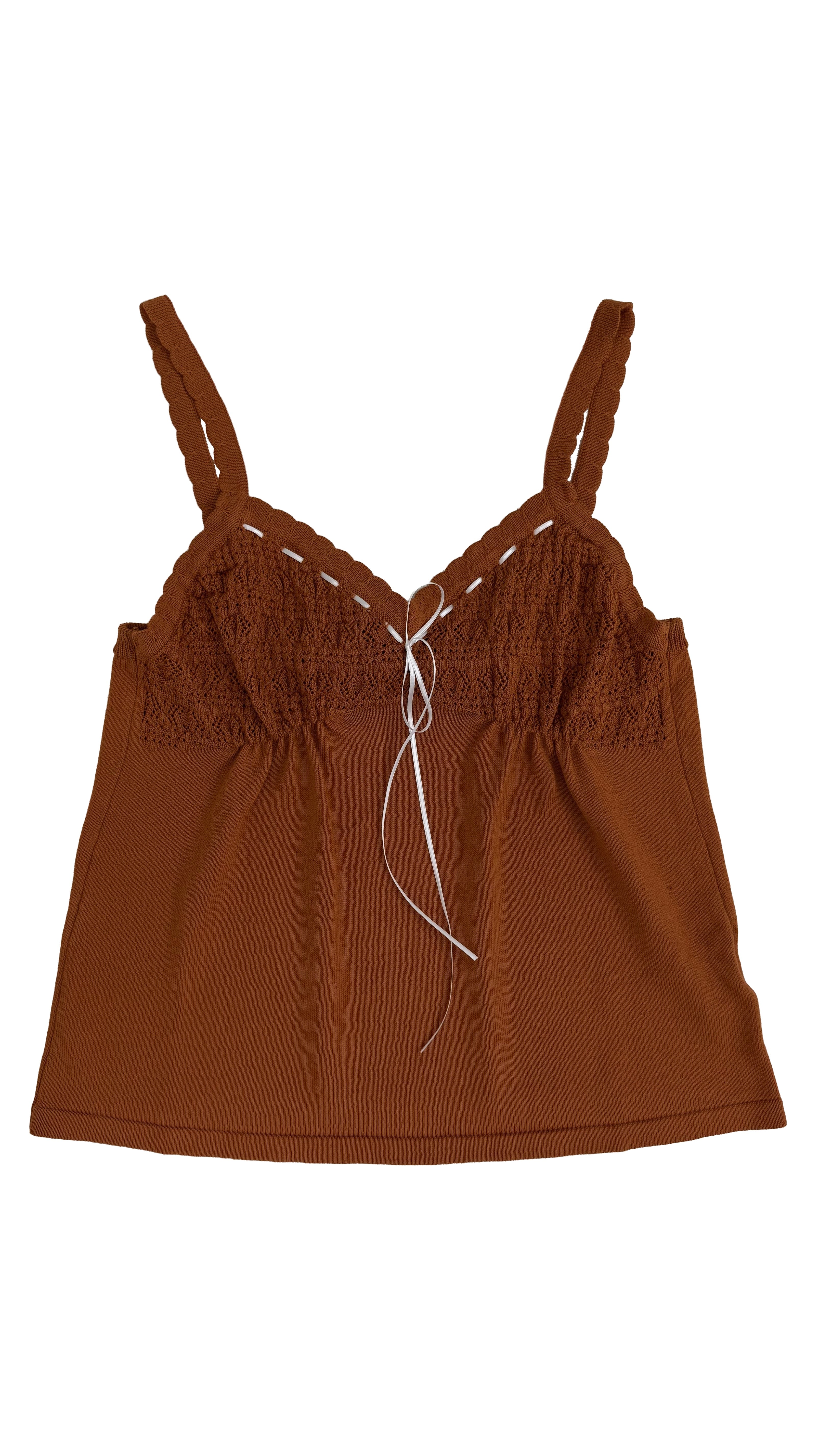 TOP IN COTONE CON COPPE UNCINETTO E NASTRINO