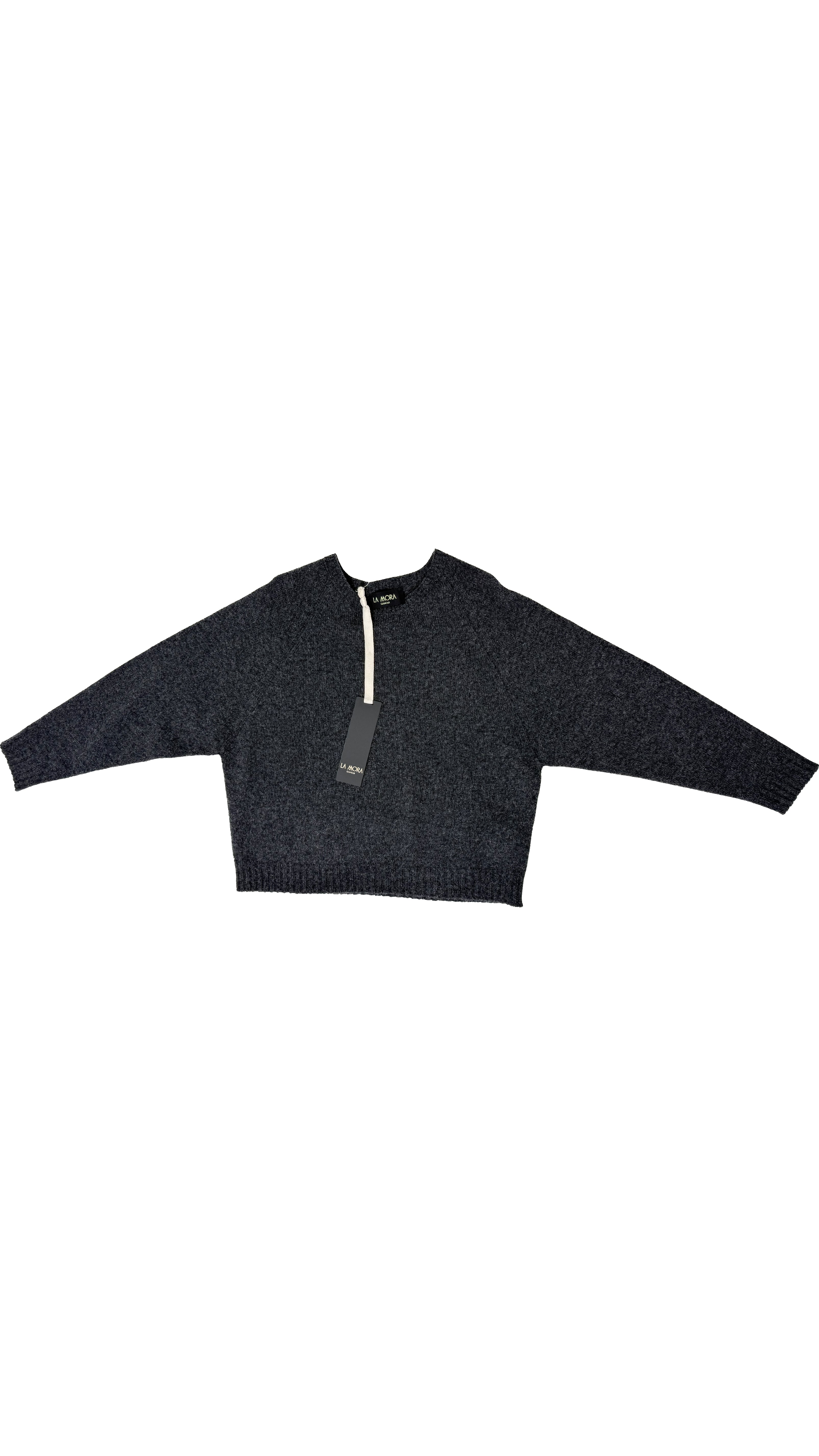 MAGLIONE RETTANGOLARE CON MANICA RAGLAN IN LANA CARDATA