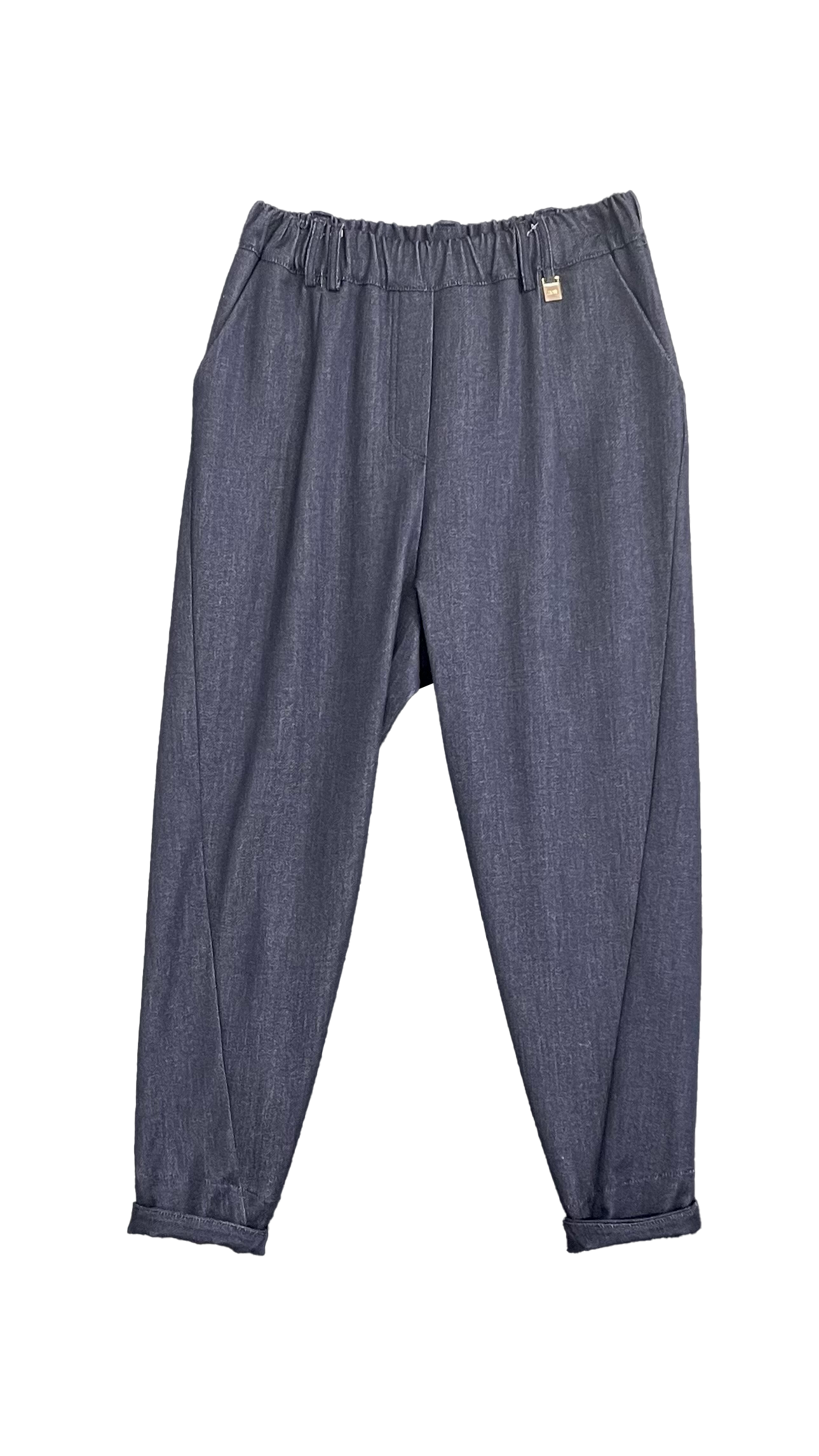 BAGGY CON CAVALLO BASSO IN MAGLIA TECNICA EFFETTO JEANS