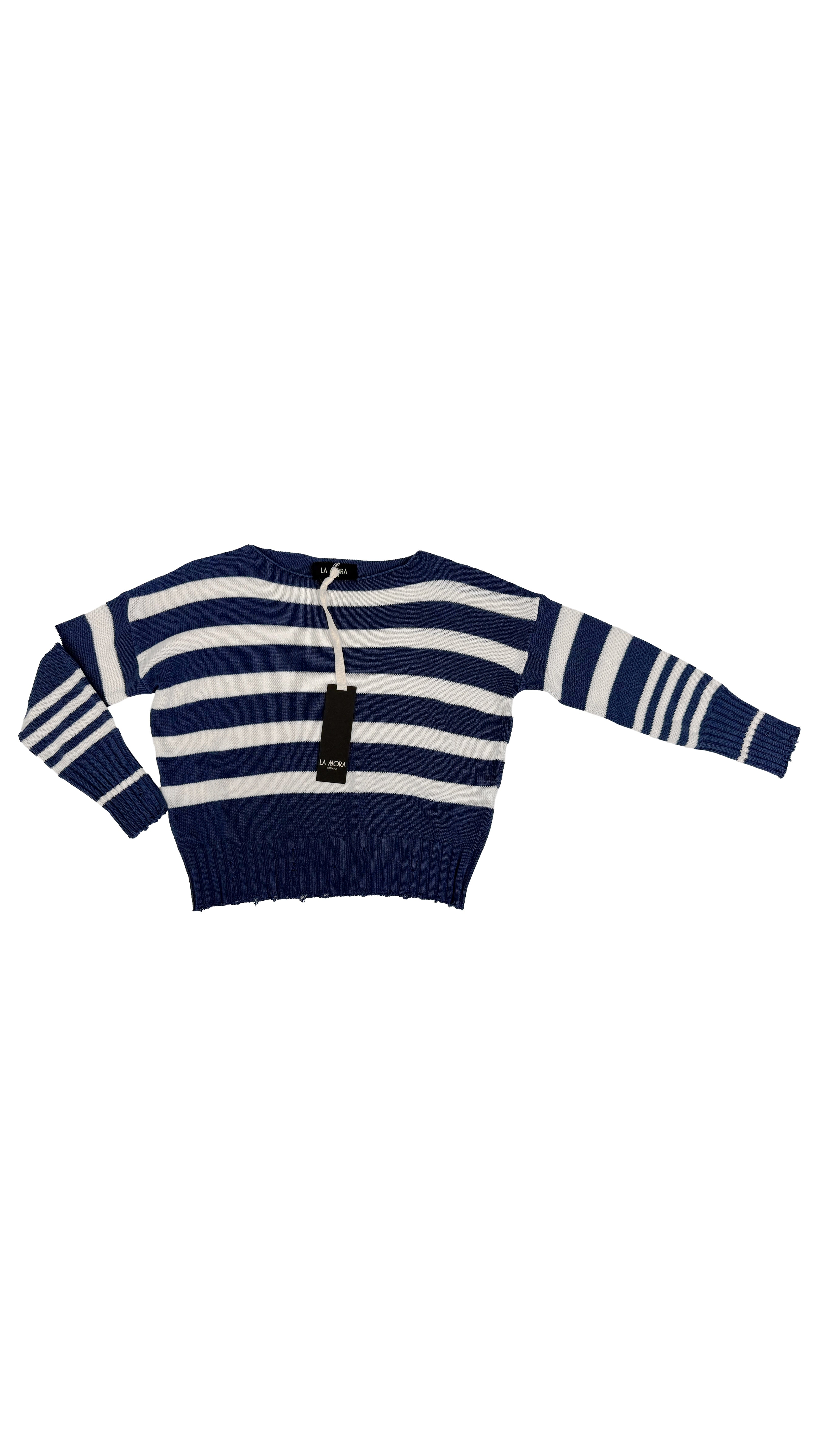 MAGLIA A RIGHE IN COTONE CON ROTTURE