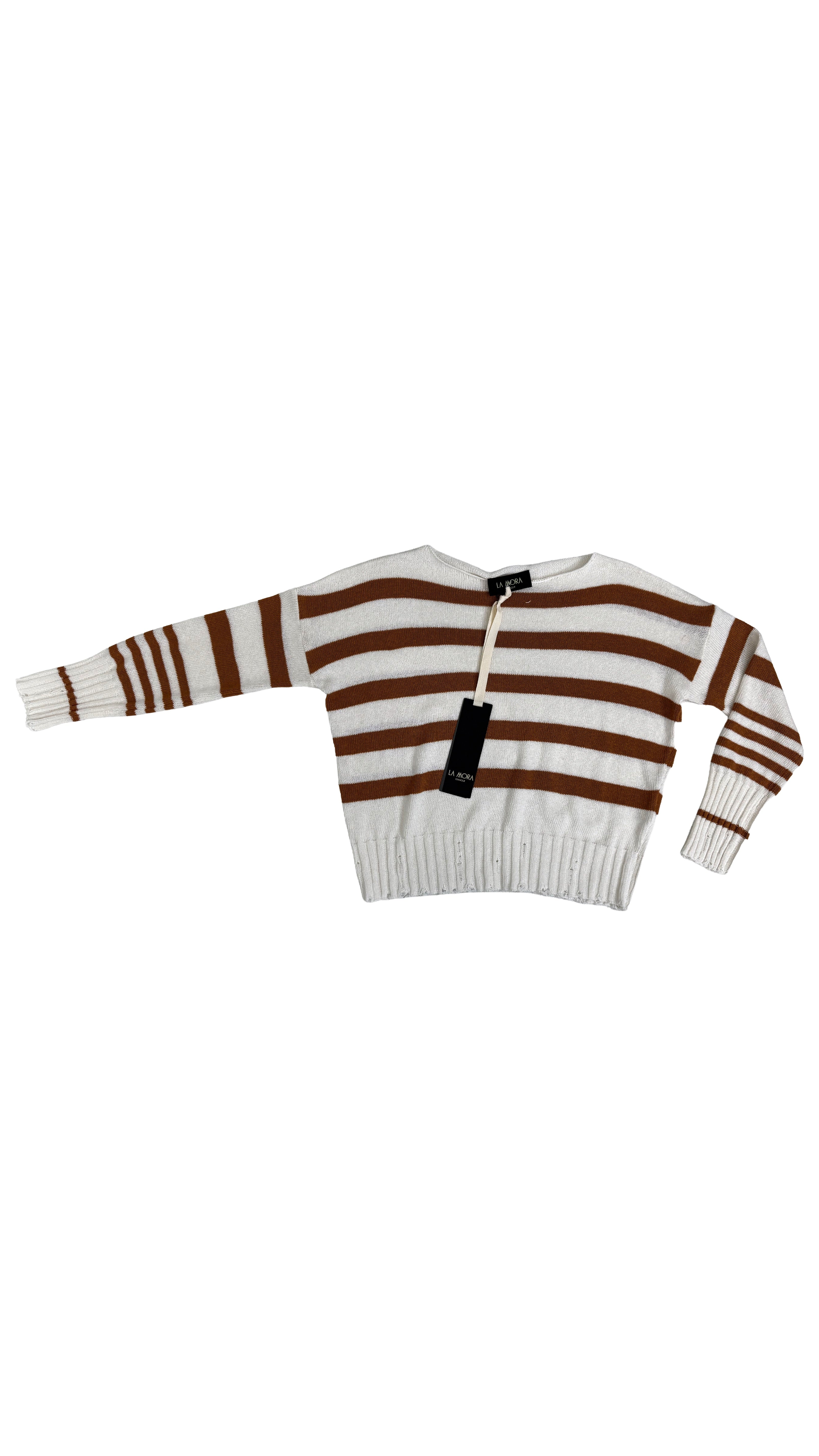 MAGLIA A RIGHE IN COTONE CON ROTTURE