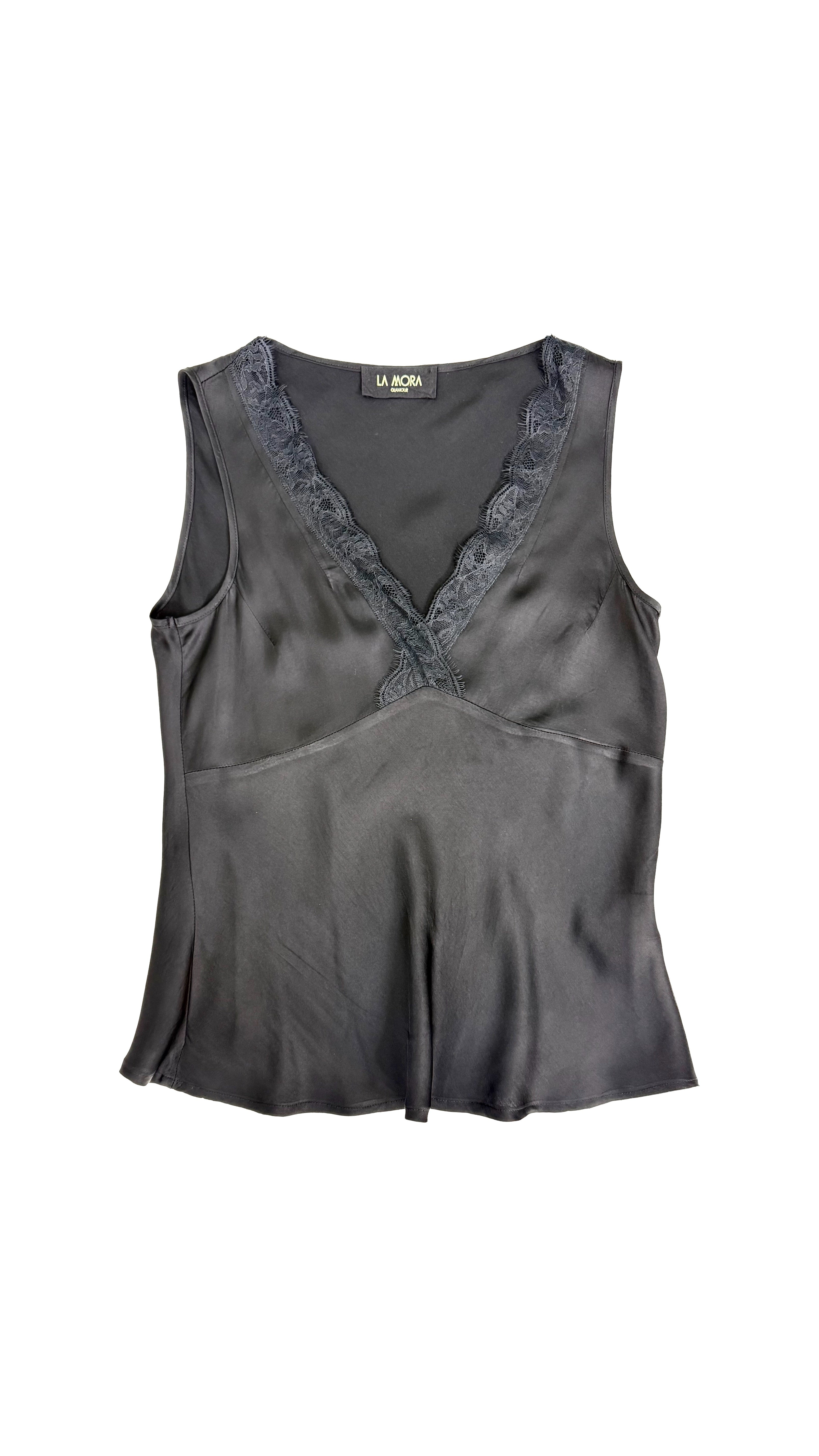 TOP RASO SPALLA LARGA PIZZO IN TONO