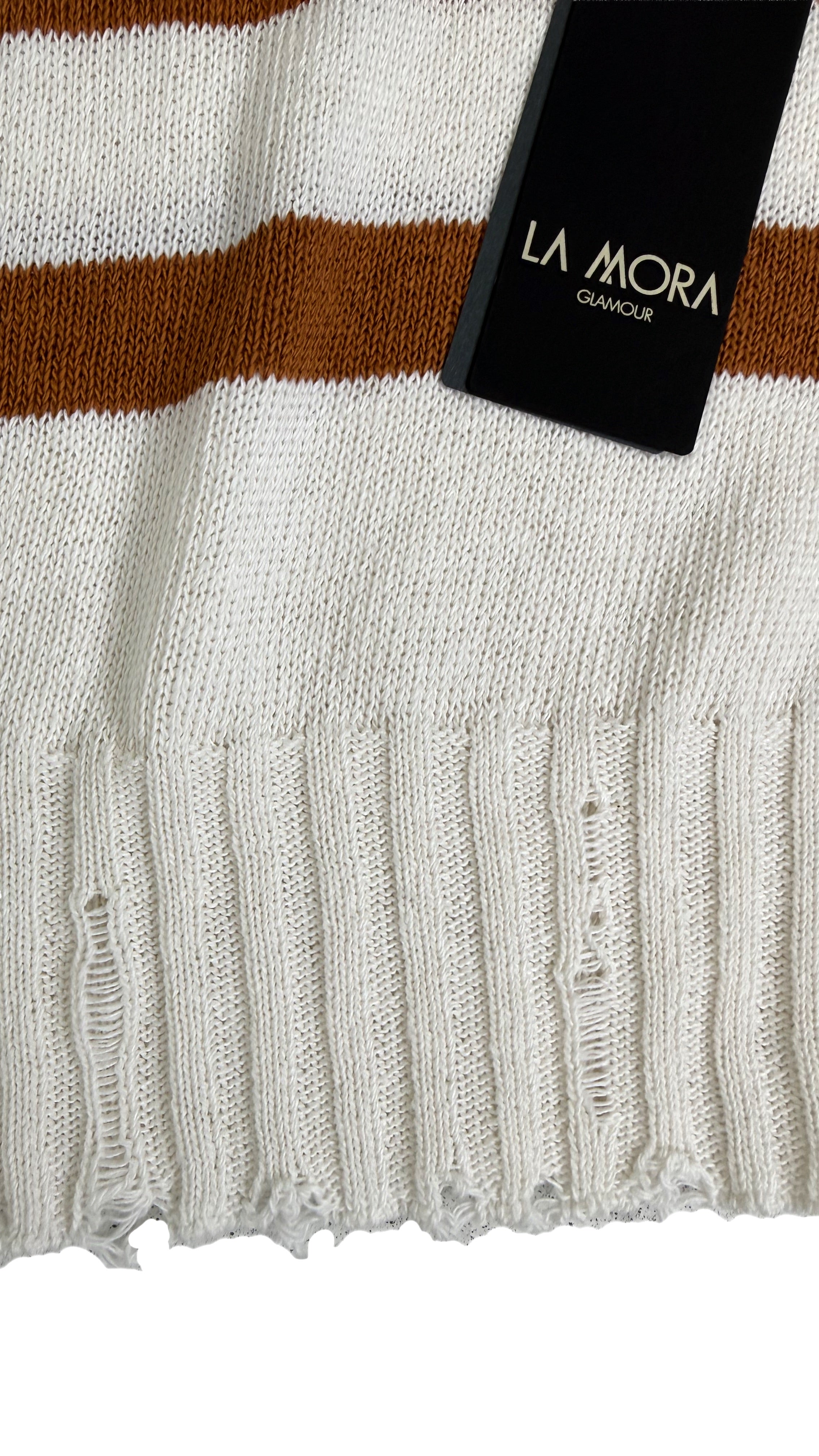 MAGLIA A RIGHE IN COTONE CON ROTTURE