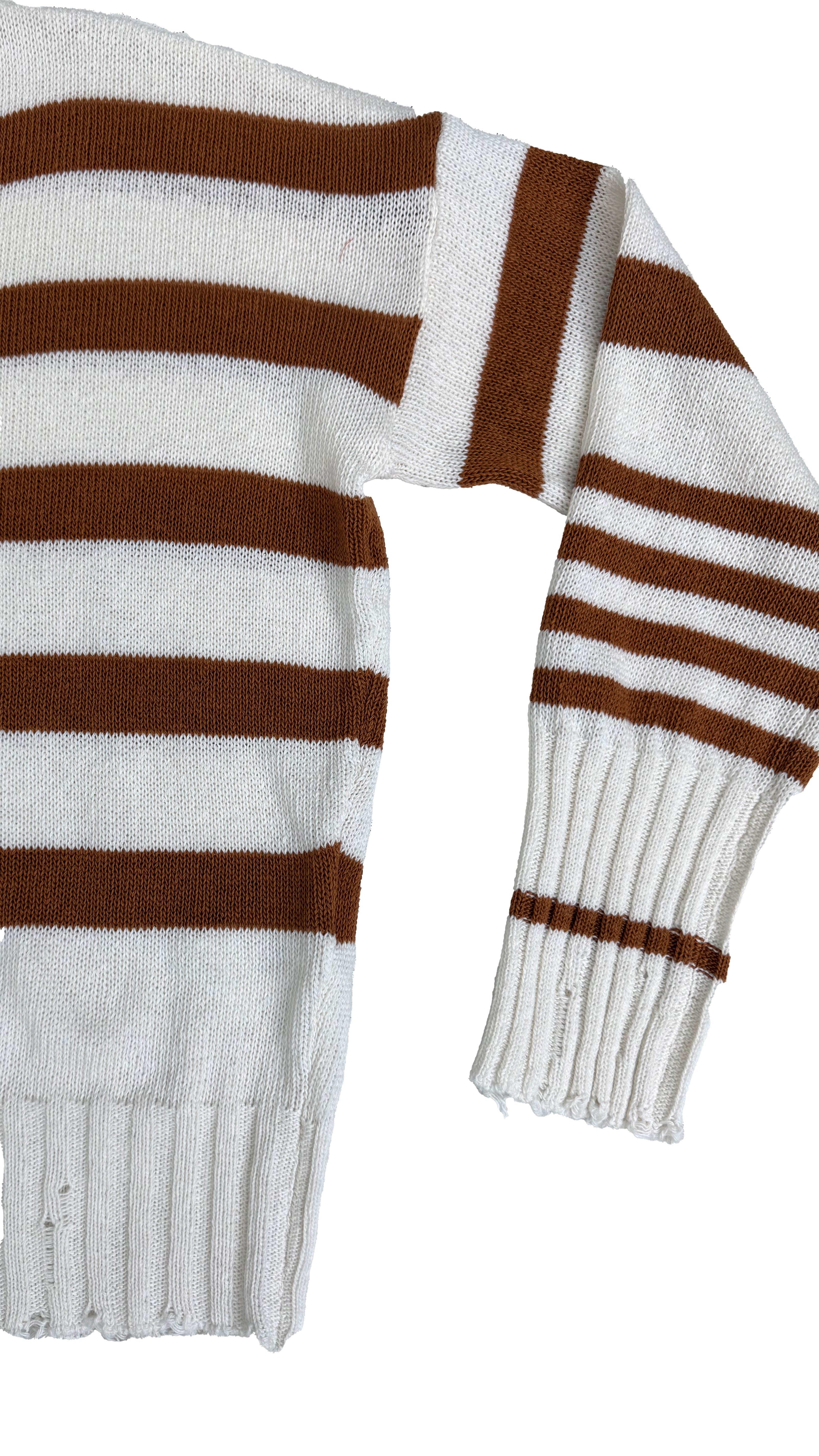 MAGLIA A RIGHE IN COTONE CON ROTTURE