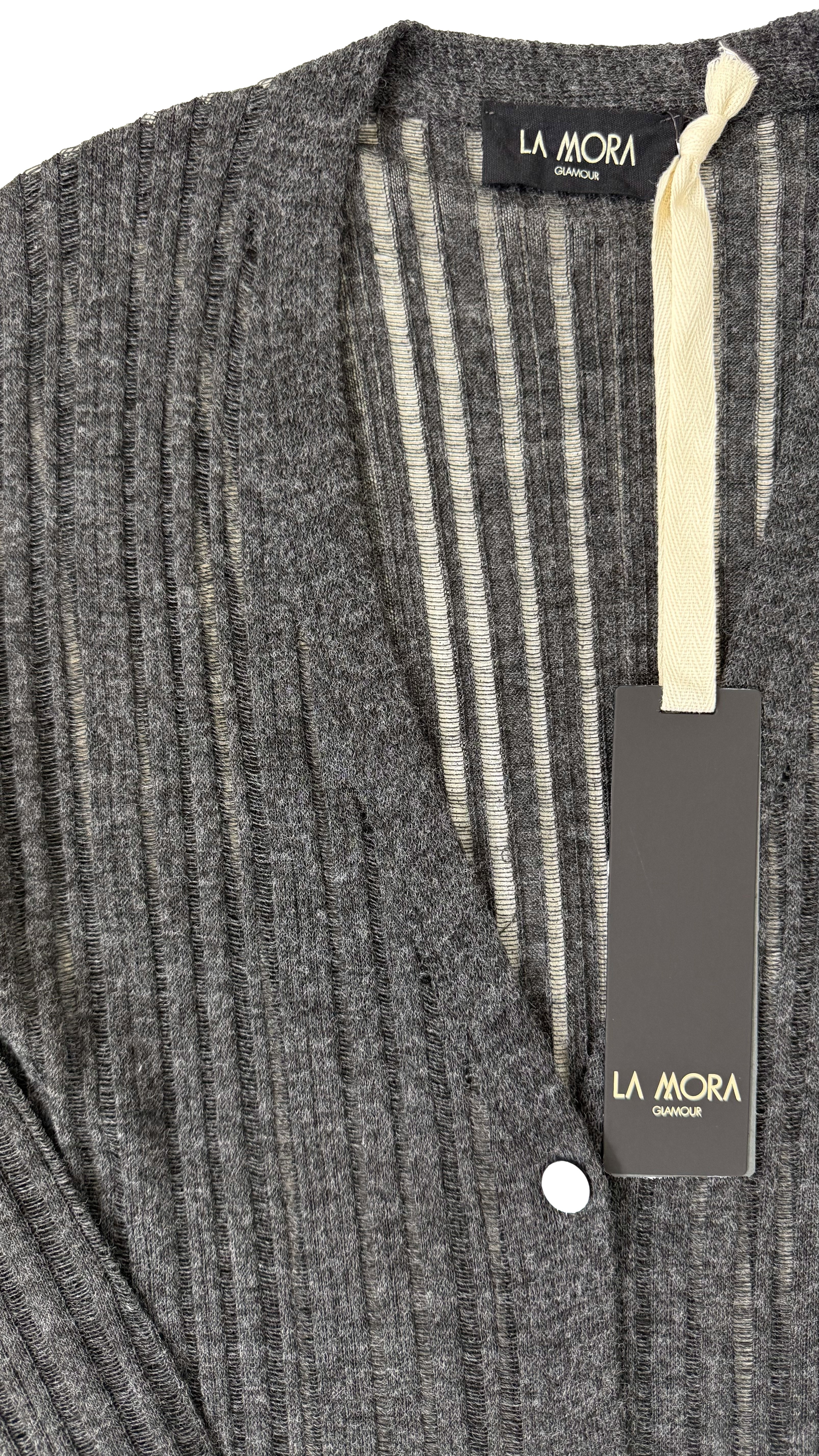 CARDIGAN LUNGO IN LANA VISCOSA PUNTO TRAFORATO