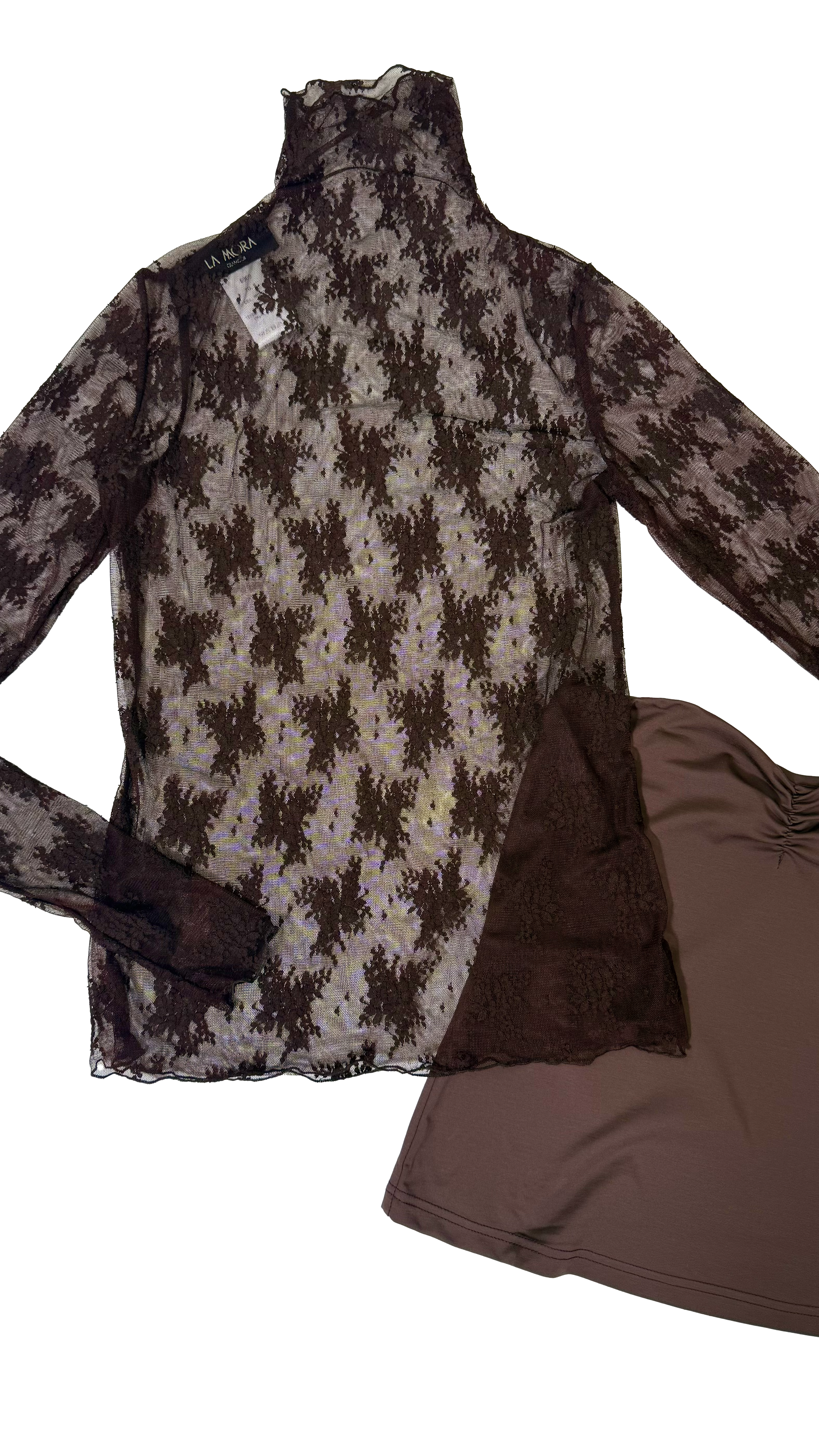 TWINSET CON LUPETTO IN PIZZO E TOP IN PUNTO MILANO LEGGERO