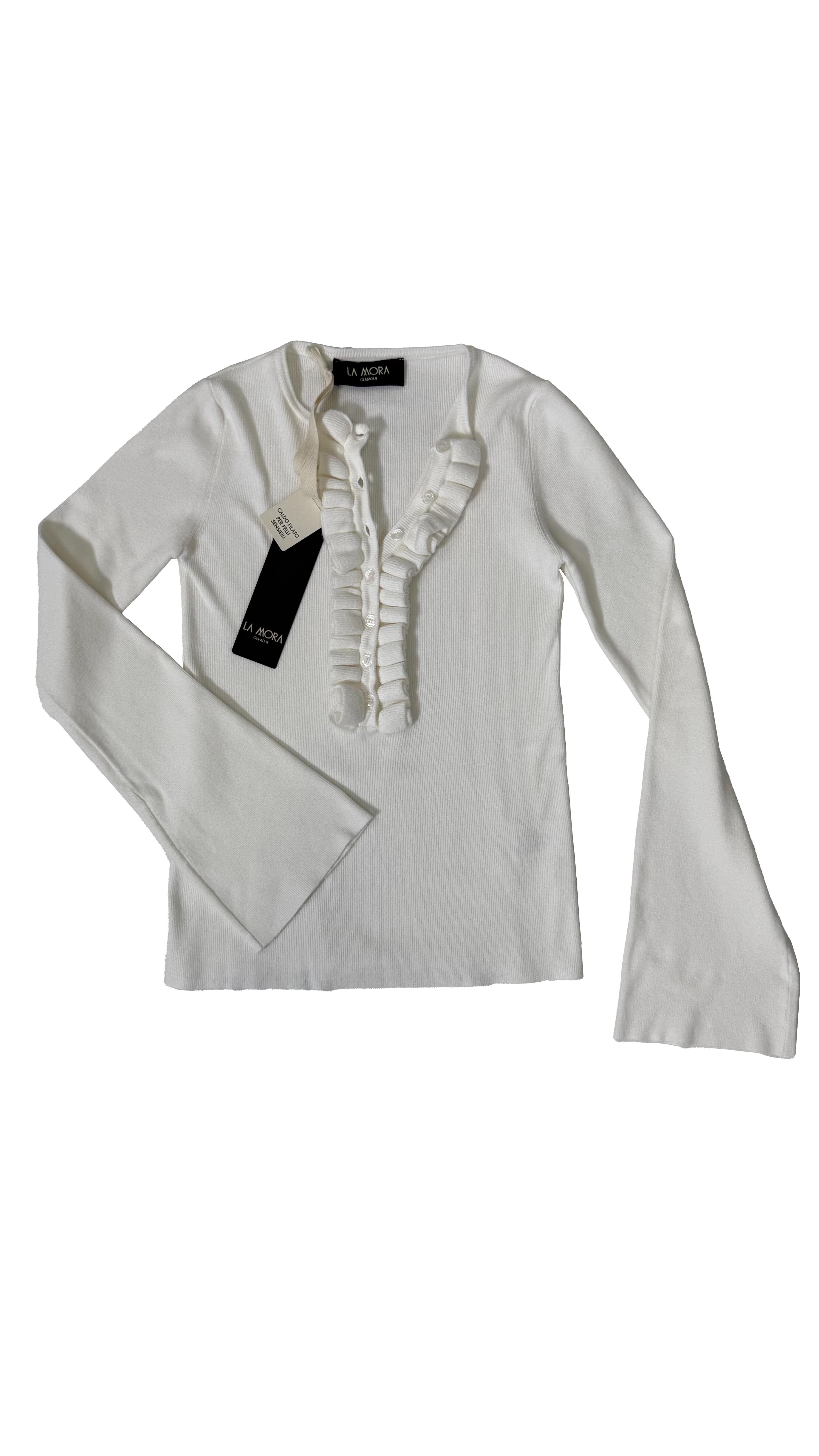MAGLIA CON ROUCHES SU SCOLLO IN CALDA VISCOSA