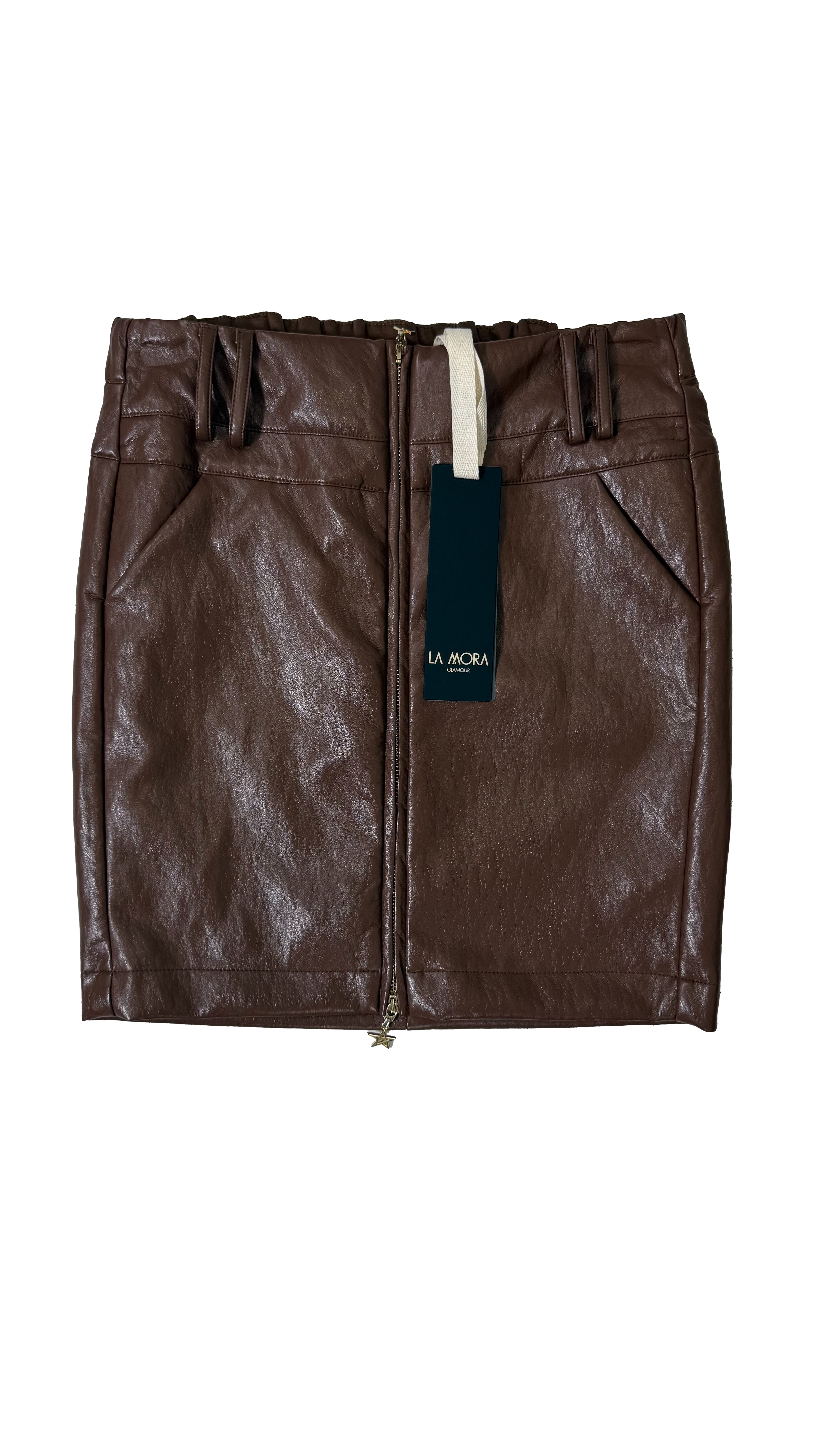 GONNA IN FINTA PELLE MOSSA CON ZIP