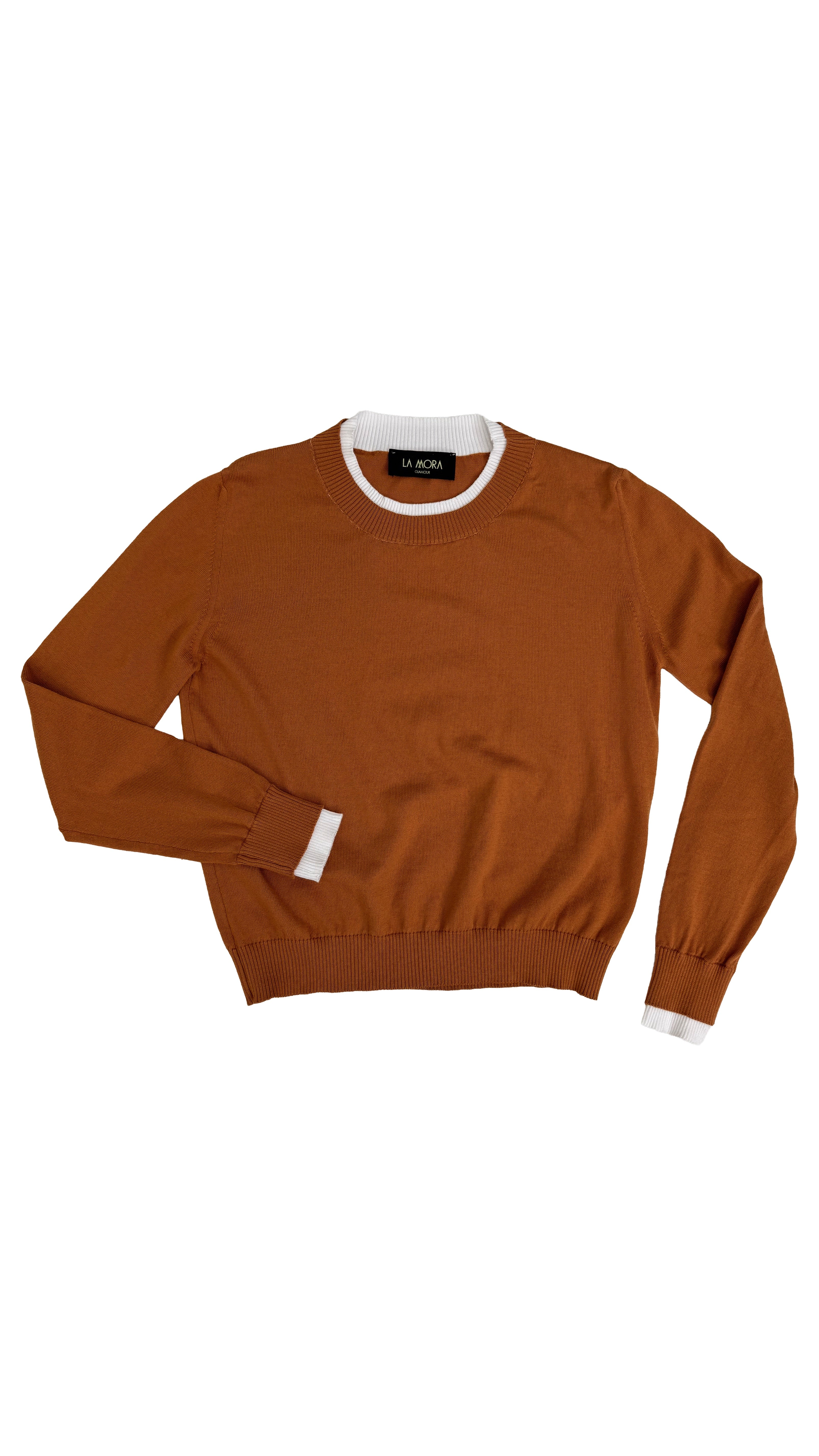 MAGLIA IN COTONE CON BORDI COLLO E POLSI IN CONTRASTO