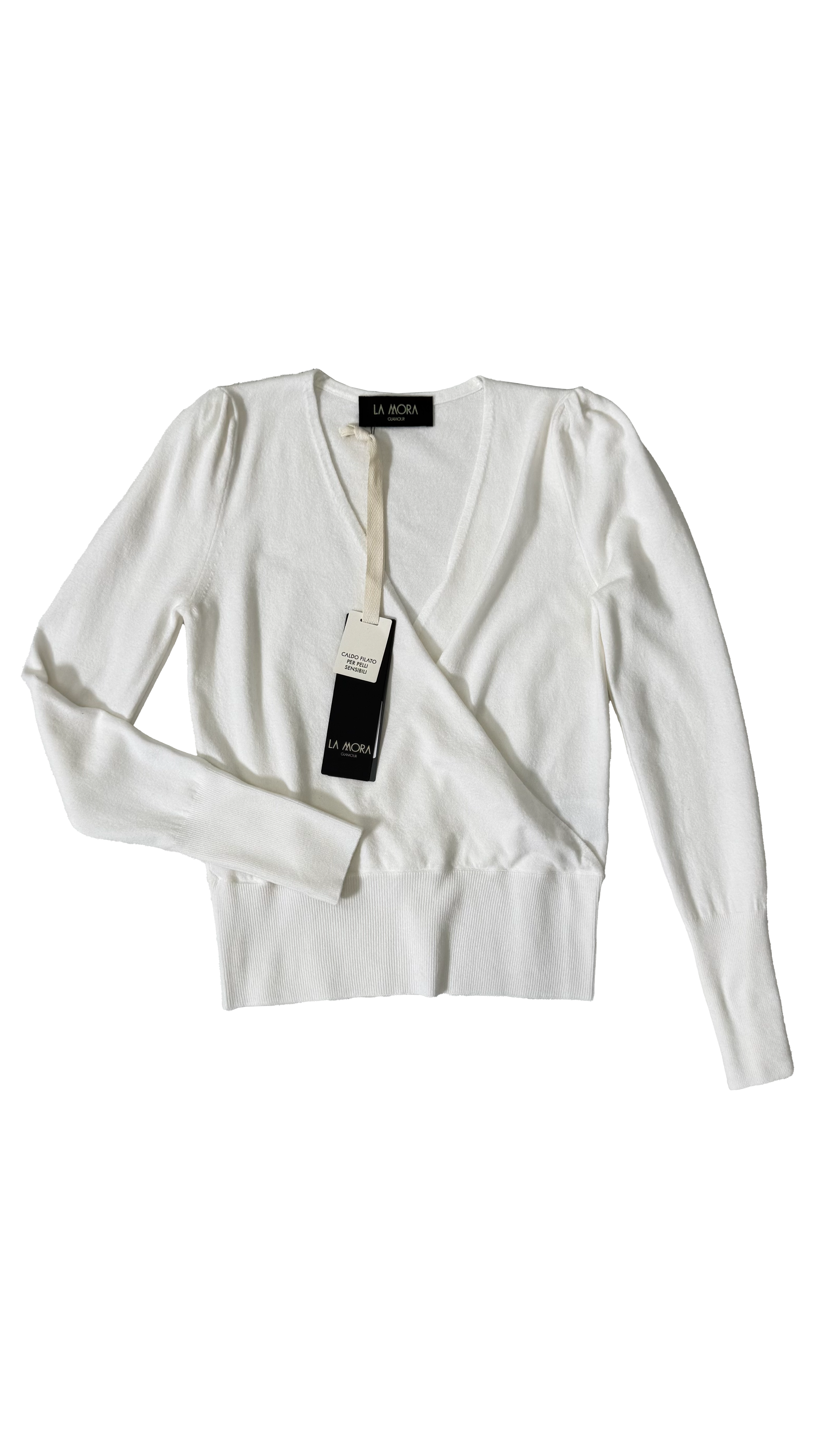 MAGLIA INCROCIO CON MANICA A SBUFFO IN CALDA VISCOSA