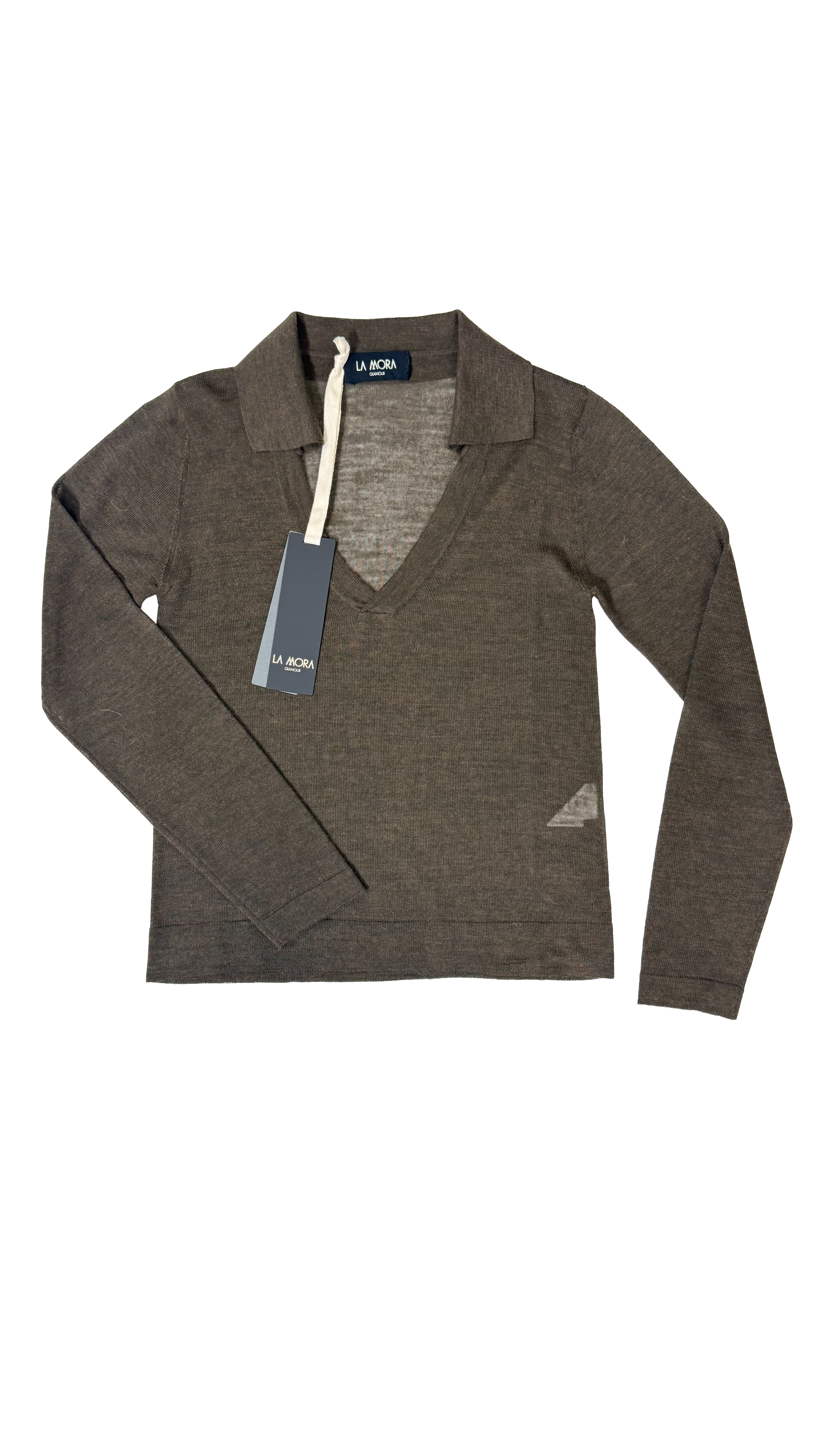 MAGLIA COLLO A POLO IN LANA VISCOSA