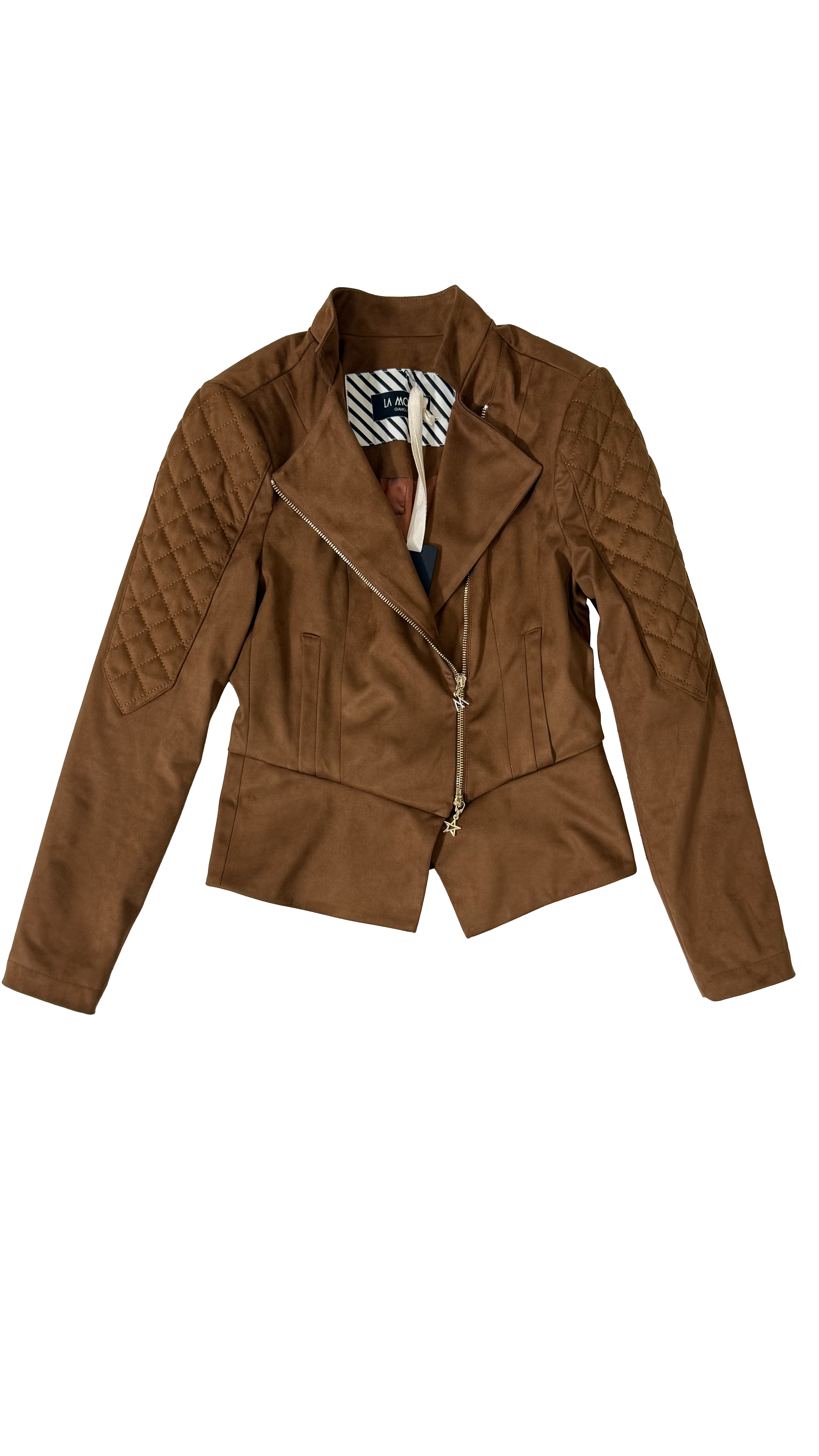 CHIODO IN DAINETTO EFFETTO CAMOSCIO CON FODERA CANGIANTE